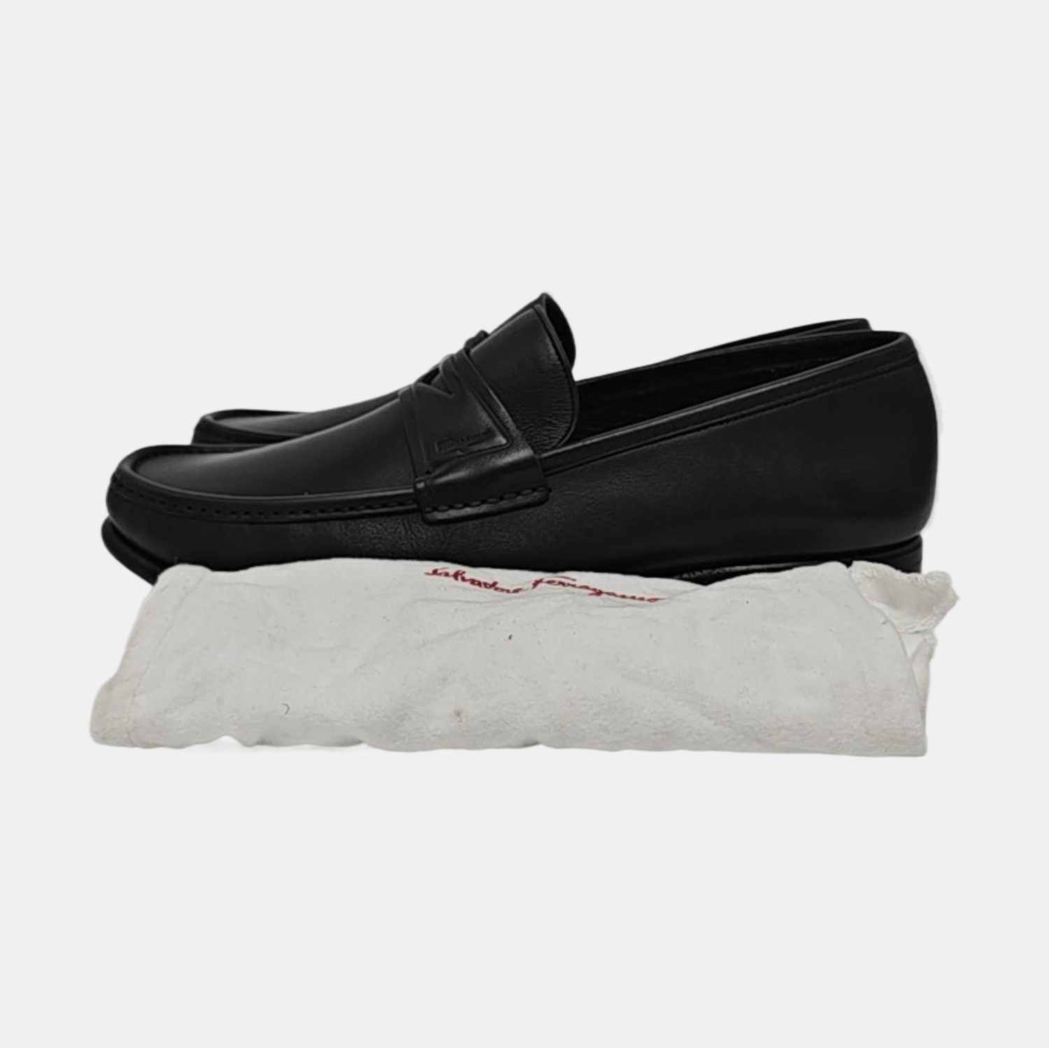 Salvatore Ferragamo Ferragamo Black Leather Penny Loafers 9 Size US 10 / EU 43 - 6 Thumbnail