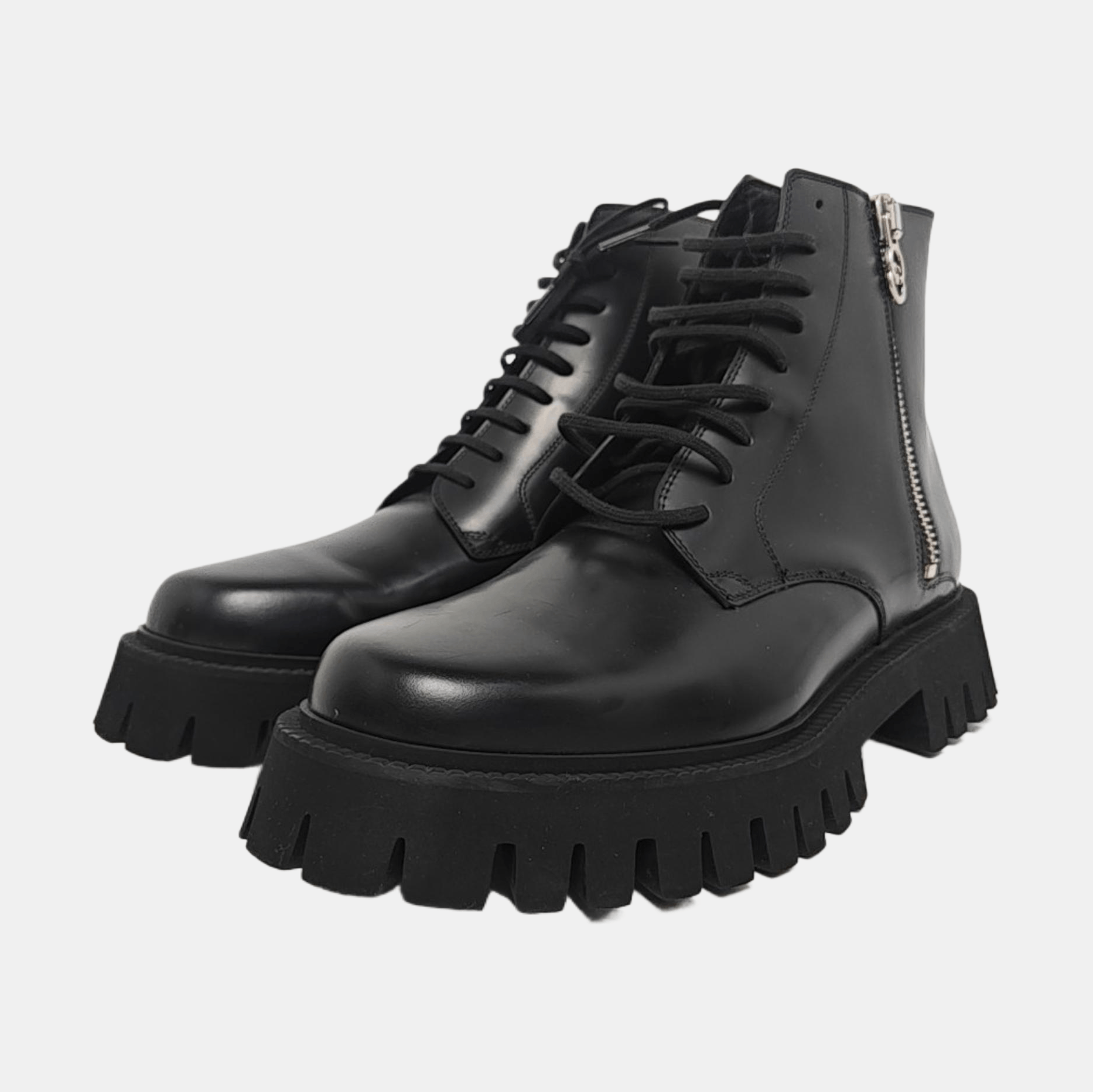 Gucci GUCCI Leather Side-Zip Lace-Up Boots 10 Size US 11 / EU 44 - 2 Thumbnail