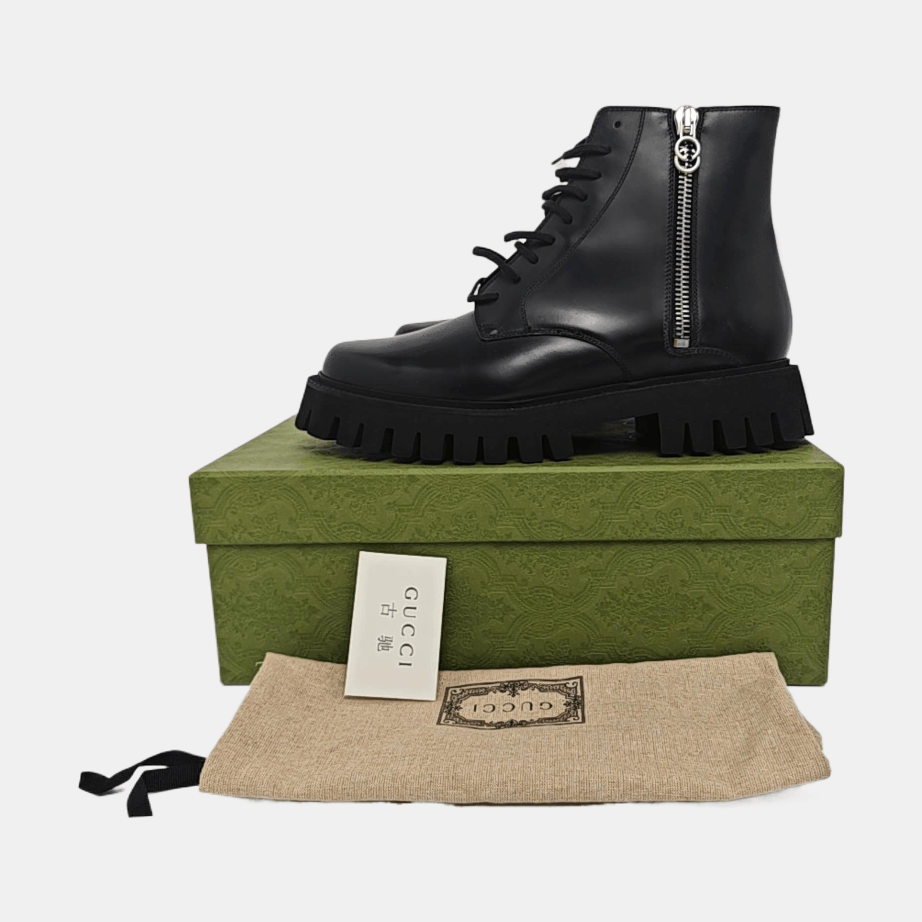 Gucci GUCCI Leather Side-Zip Lace-Up Boots 10 Size US 11 / EU 44 - 6 Thumbnail