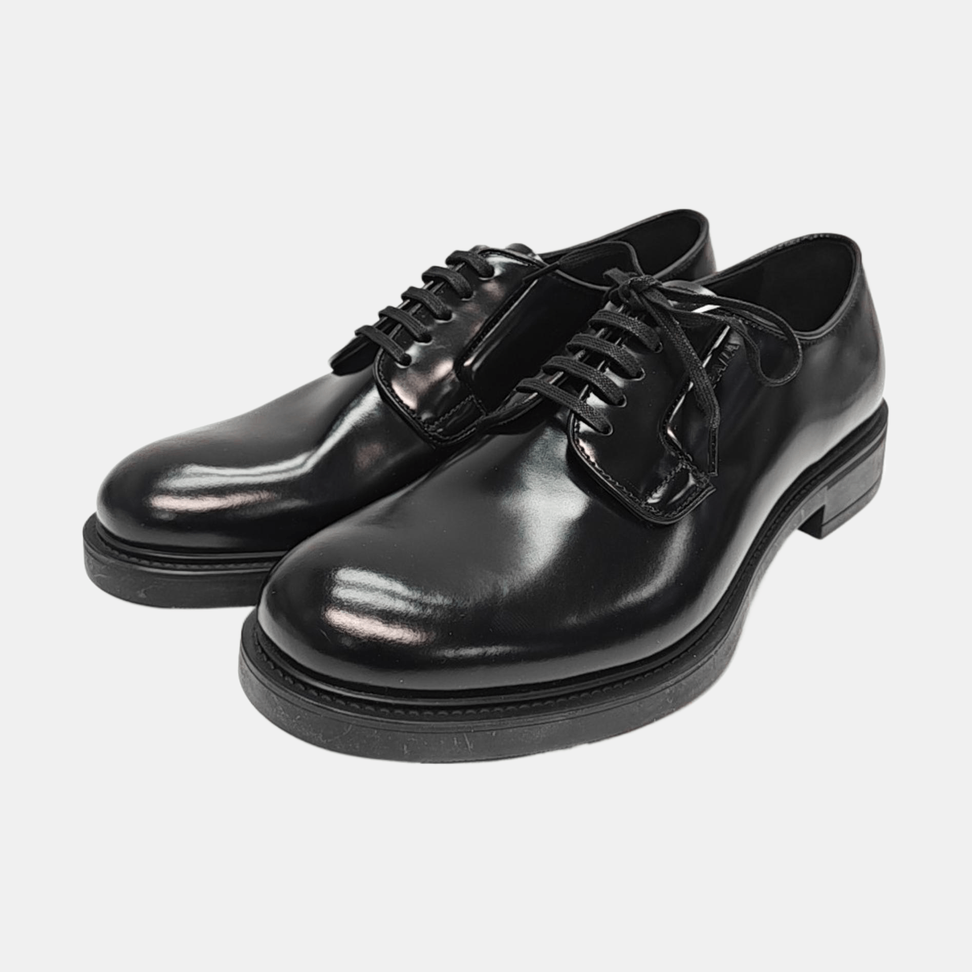 Prada Prada Black Leather Derby Shoes 7.5 Size US 7.5 / EU 40-41 - 2 Thumbnail