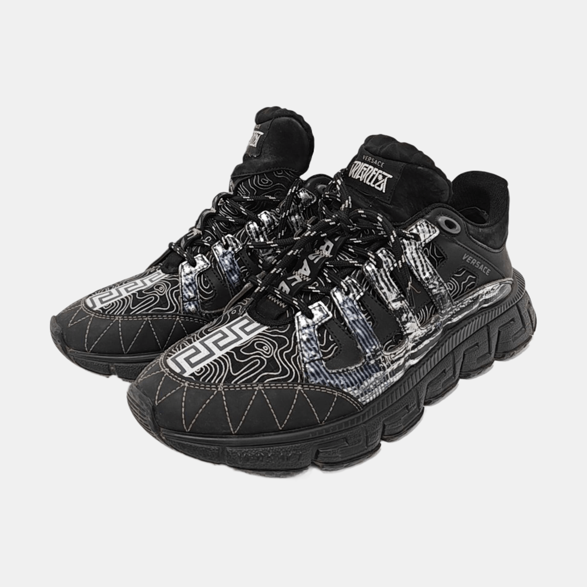 Versace Versace Black Greca Trigreca Sneakers Size 43 Size US 10 / EU 43 - 2 Thumbnail
