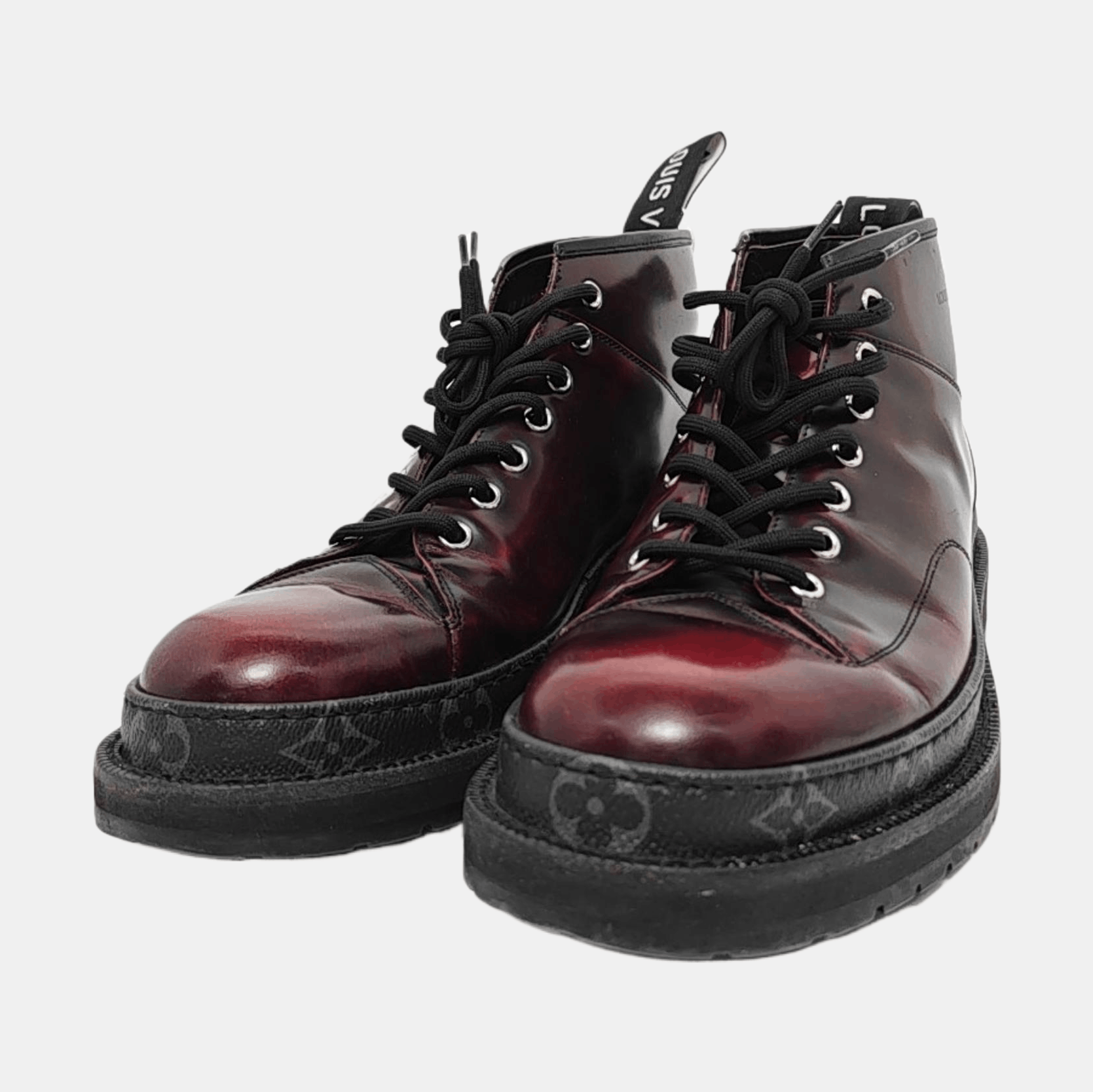 Louis Vuitton Louis Vuitton Burgundy Leather High Top Sneakers 7 Size US 8 / EU 41 - 2 Thumbnail