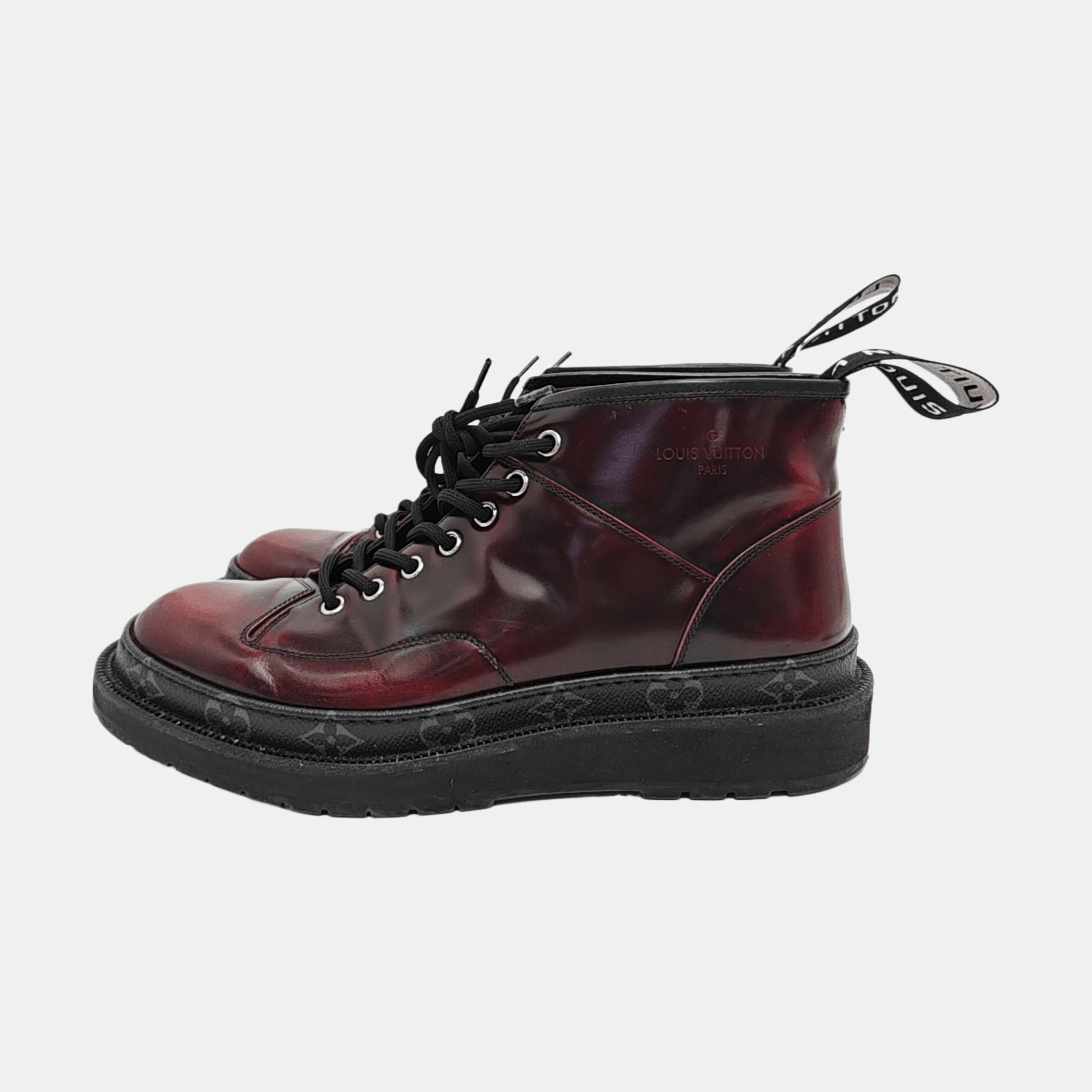 Louis Vuitton Louis Vuitton Burgundy Leather High Top Sneakers 7 Size US 8 / EU 41 - 6 Thumbnail
