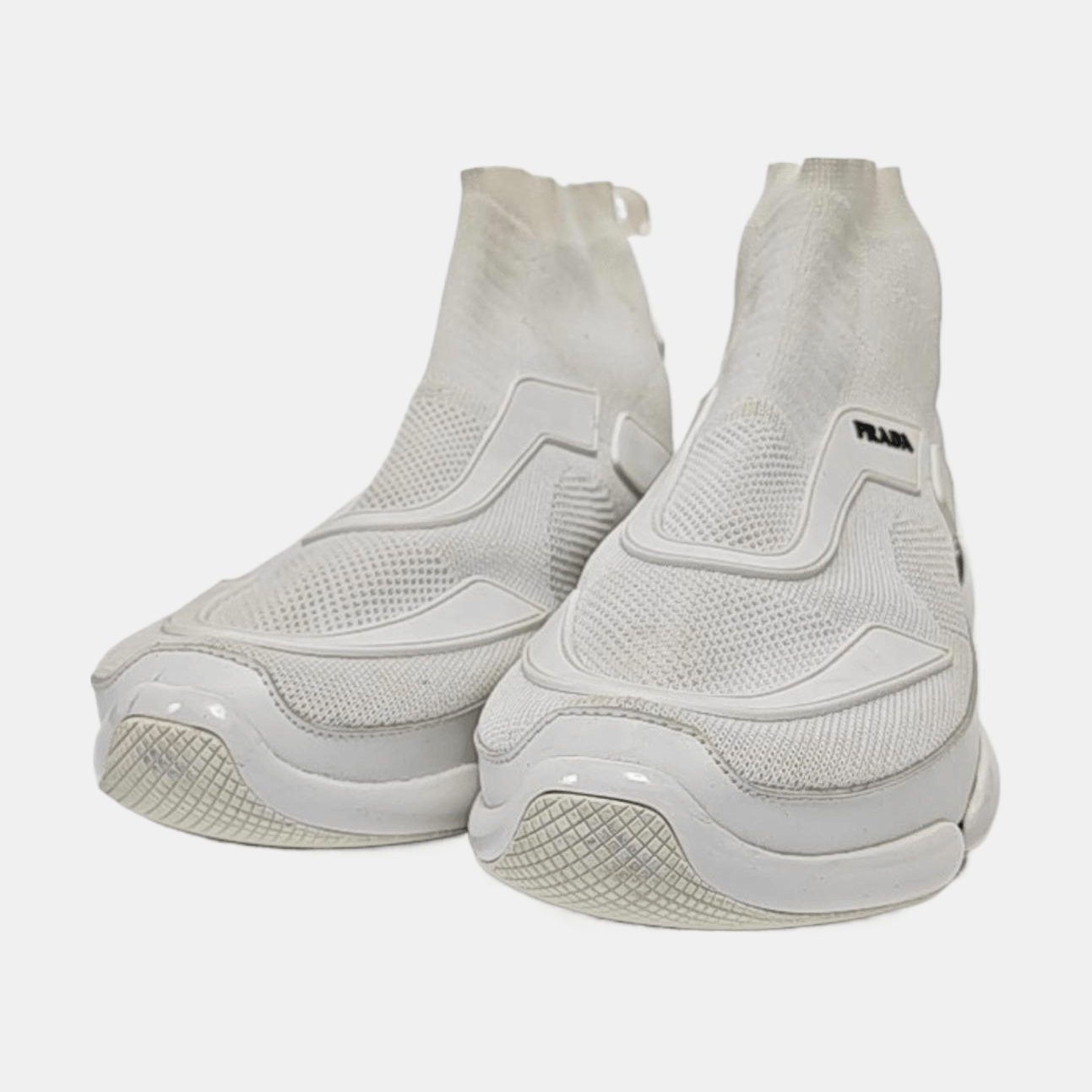 Prada Prada White Fabric Sock Sneakers Size 8 Size US 8 / EU 41 - 2 Thumbnail