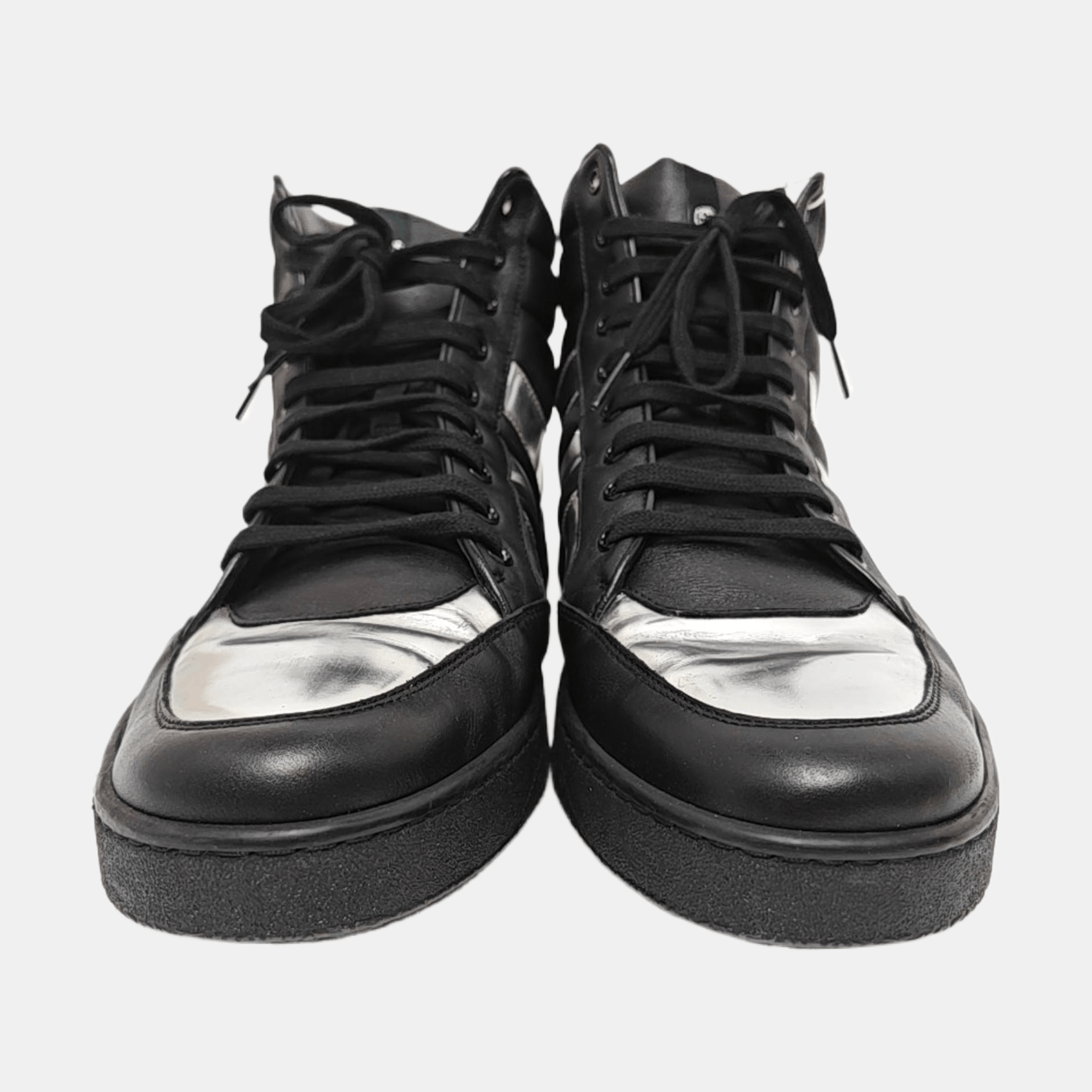 Gucci Gucci Metallic Silver Leather High Top Sneakers 13 Size US 13 / EU 46 - 3 Thumbnail