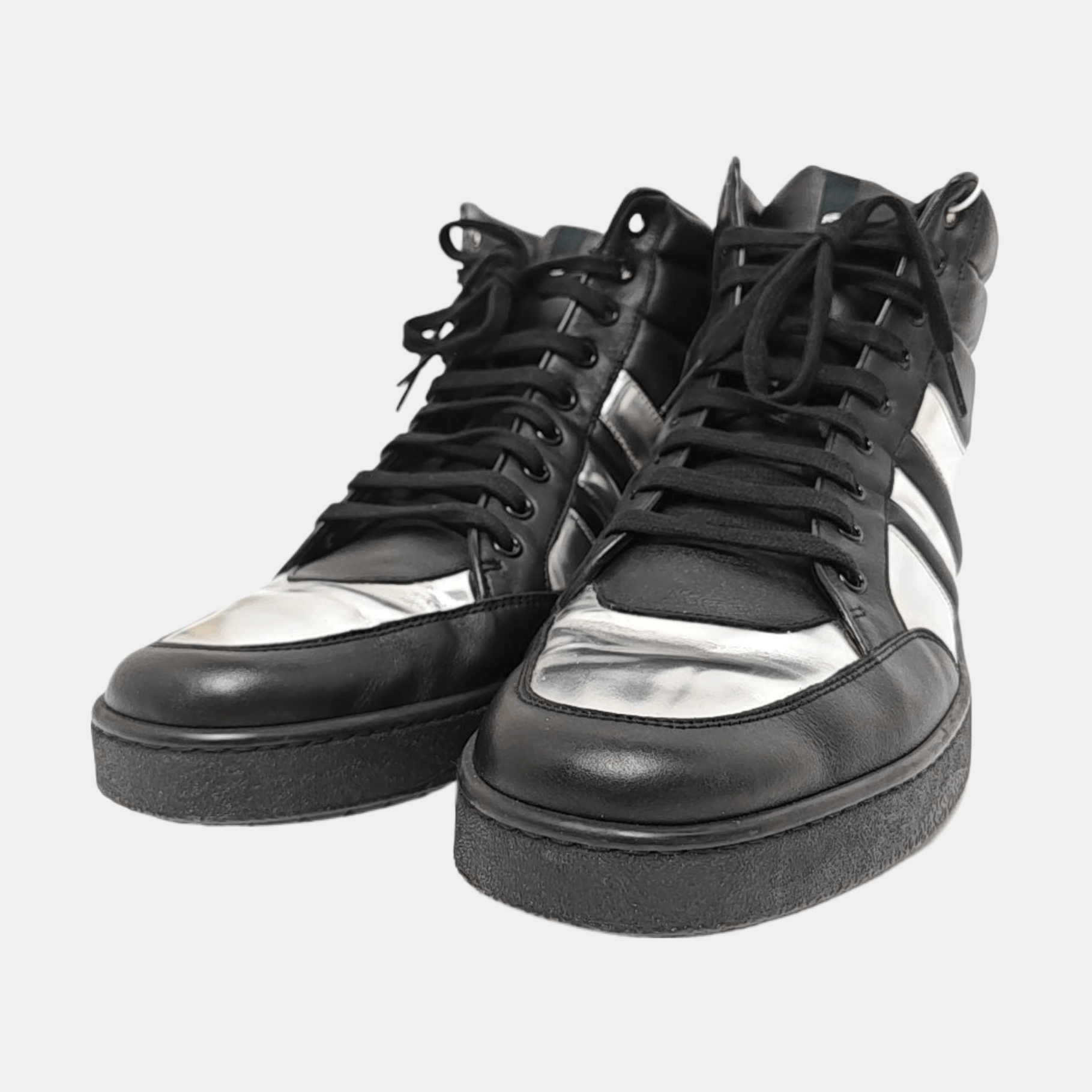 Gucci Gucci Metallic Silver Leather High Top Sneakers 13 Size US 13 / EU 46 - 2 Thumbnail