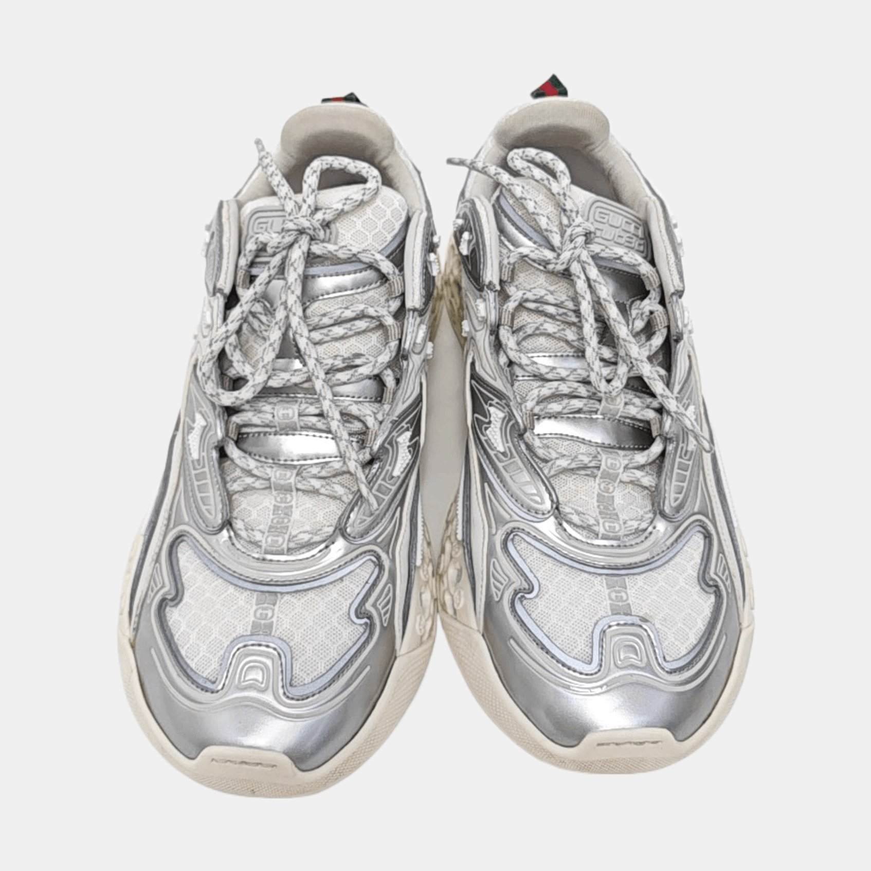 Gucci Gucci Silver Metallic Mesh Low-Top Sneakers 9 Size US 9 / EU 42 - 3 Thumbnail