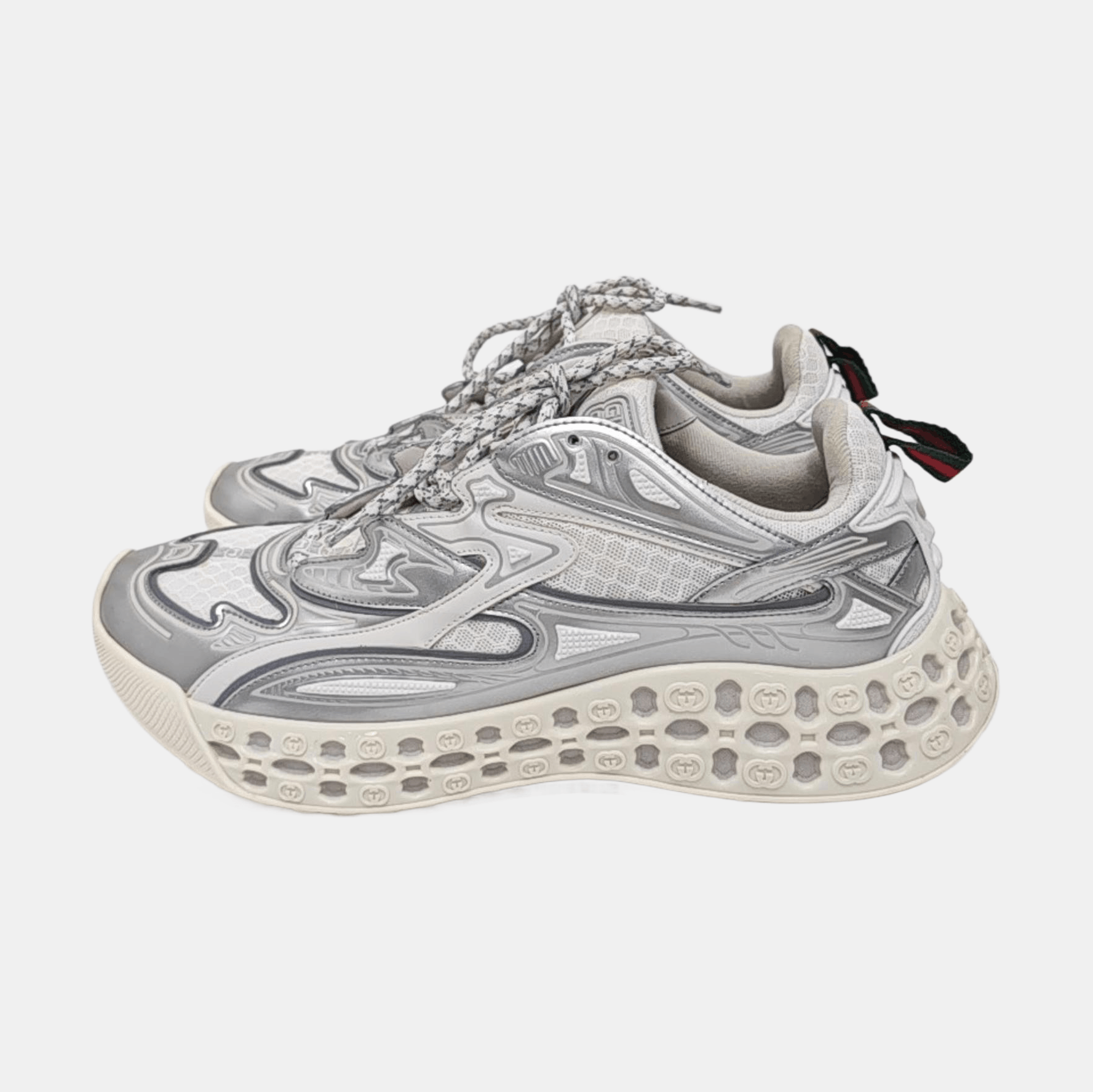 Gucci Gucci Silver Metallic Mesh Low-Top Sneakers 9 Size US 9 / EU 42 - 6 Thumbnail