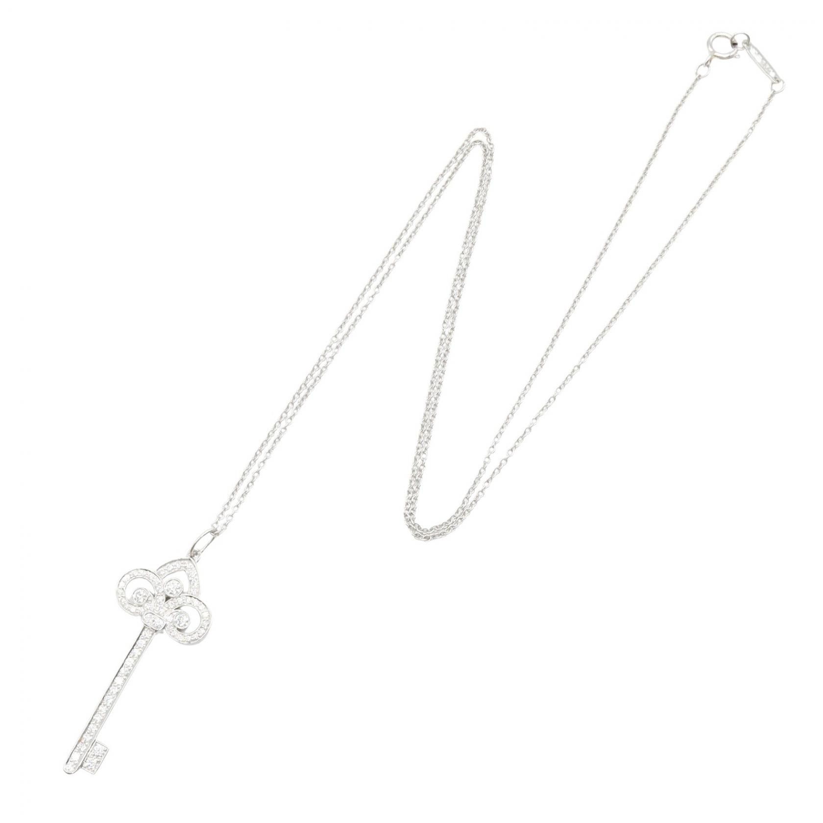Tiffany & Co. Tiffany & Co. Tiffany & Co. Fleur De Lis Key Pt950 Diamond Necklace Precious Metal Necklace GRP09483 DUTY FREE for USA Size ONE SIZE - 2 Thumbnail