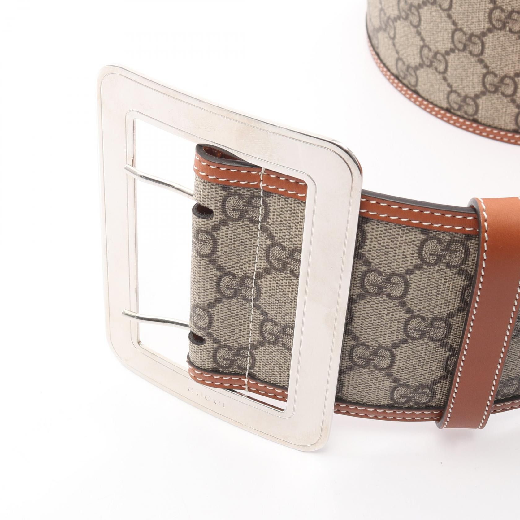 Gucci Gucci Gucci GG Supreme Leather PVC Coated Canvas Belt Leather Belt DUTY FREE for USA Size ONE SIZE - 2 Thumbnail