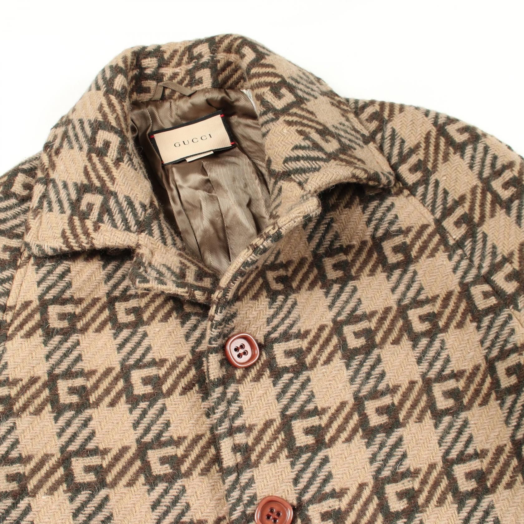 Gucci Gucci Gucci GG Jacquard Wool Coat Textile Outerwear 664708 DUTY FREE for USA Size ONE SIZE - 10 Thumbnail