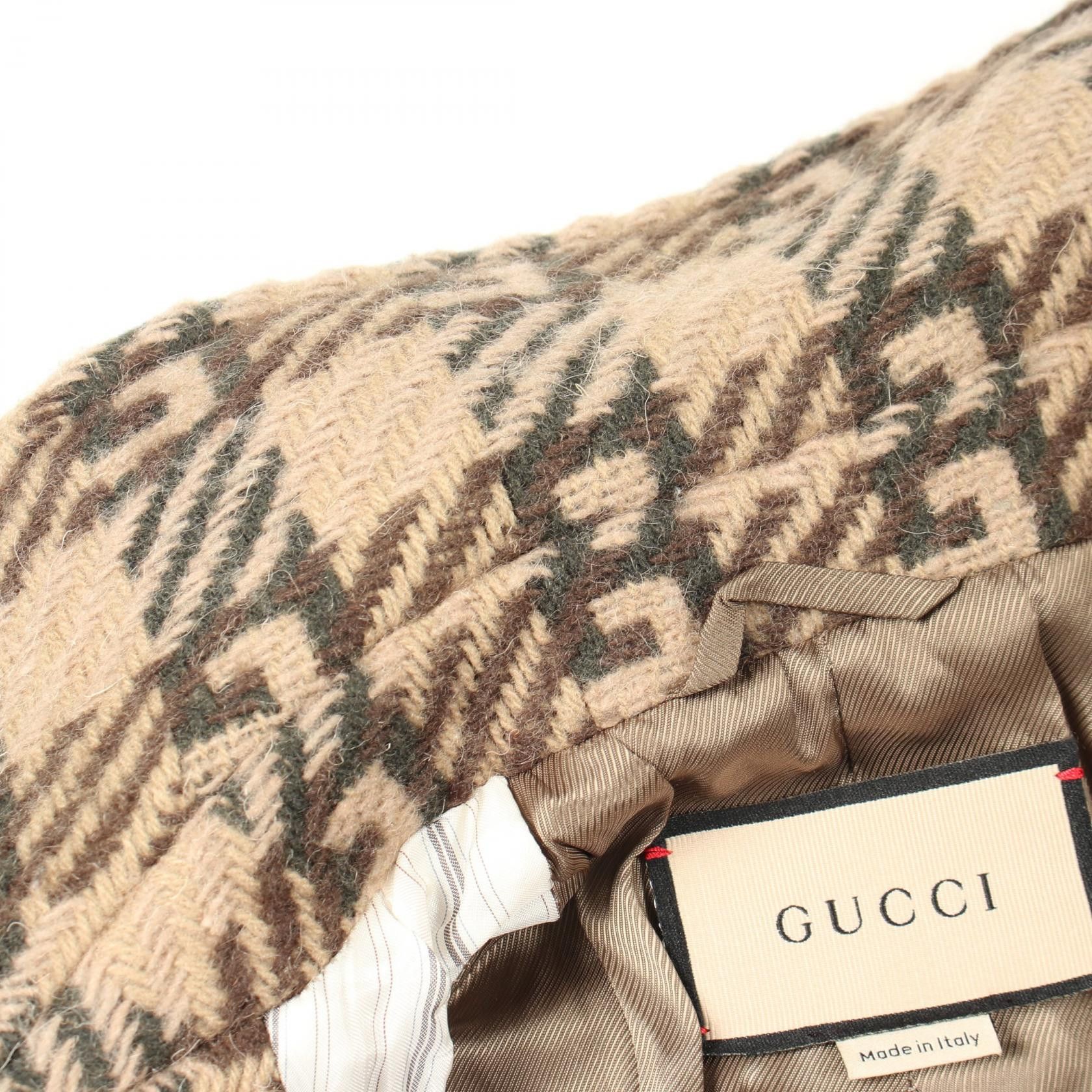 Gucci Gucci Gucci GG Jacquard Wool Coat Textile Outerwear 664708 DUTY FREE for USA Size ONE SIZE - 6 Thumbnail