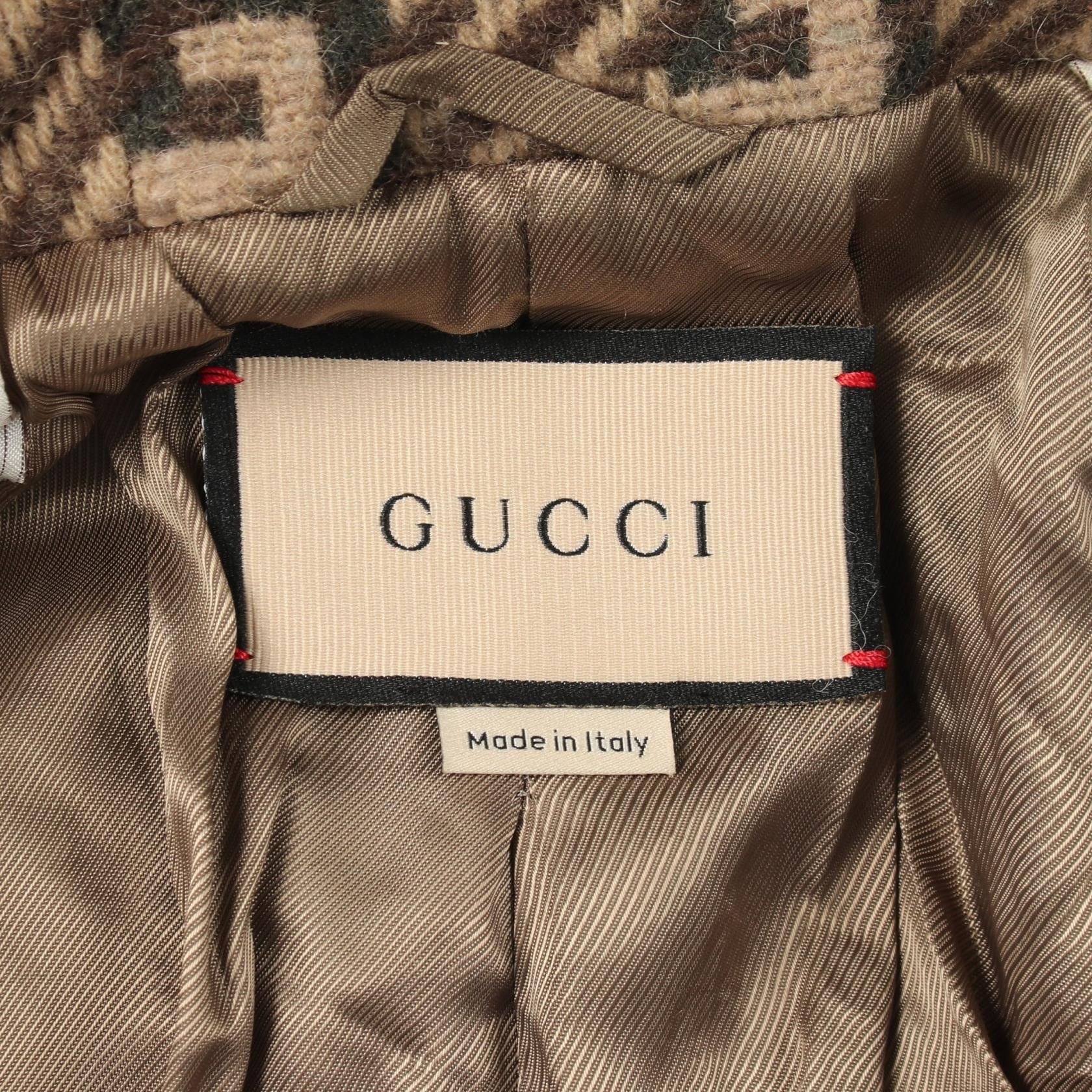 Gucci Gucci Gucci GG Jacquard Wool Coat Textile Outerwear 664708 DUTY FREE for USA Size ONE SIZE - 3 Thumbnail