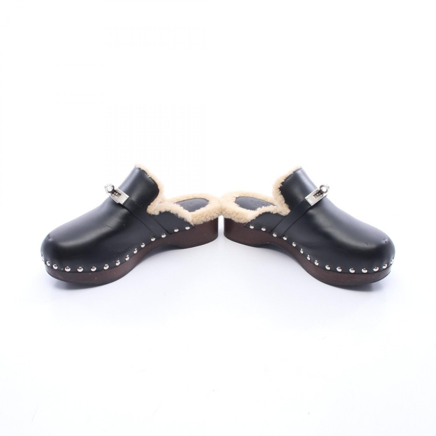 Hermes Hermes Hermes Carlotta Kelly Buckle Leather Mouton Clogs Leather Shoes DUTY FREE for USA Size ONE SIZE - 3 Thumbnail