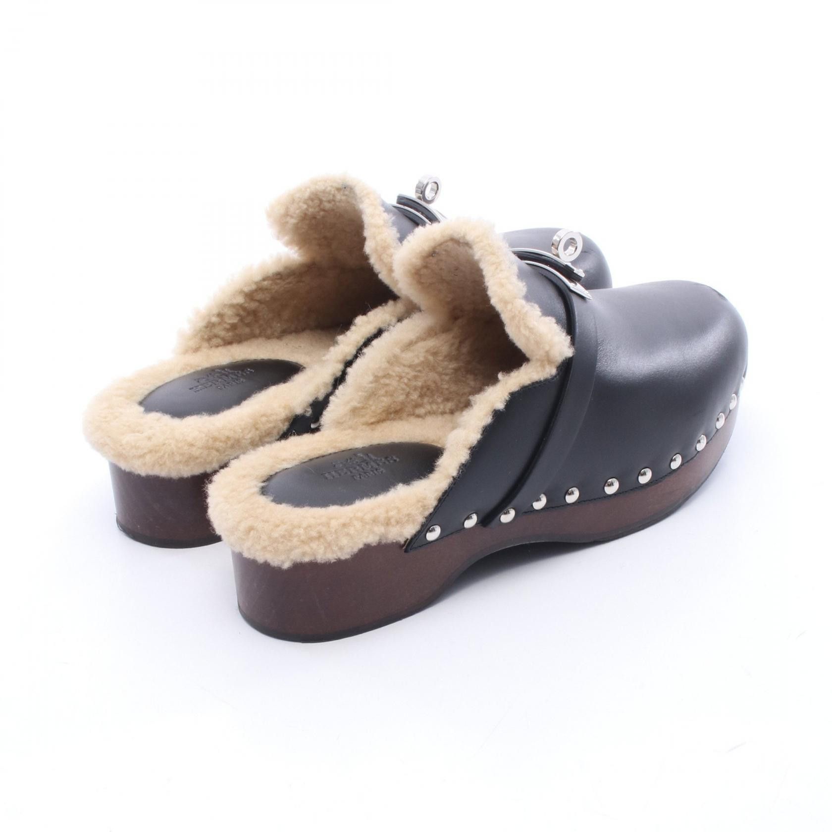 Hermes Hermes Hermes Carlotta Kelly Buckle Leather Mouton Clogs Leather Shoes DUTY FREE for USA Size ONE SIZE - 2 Thumbnail