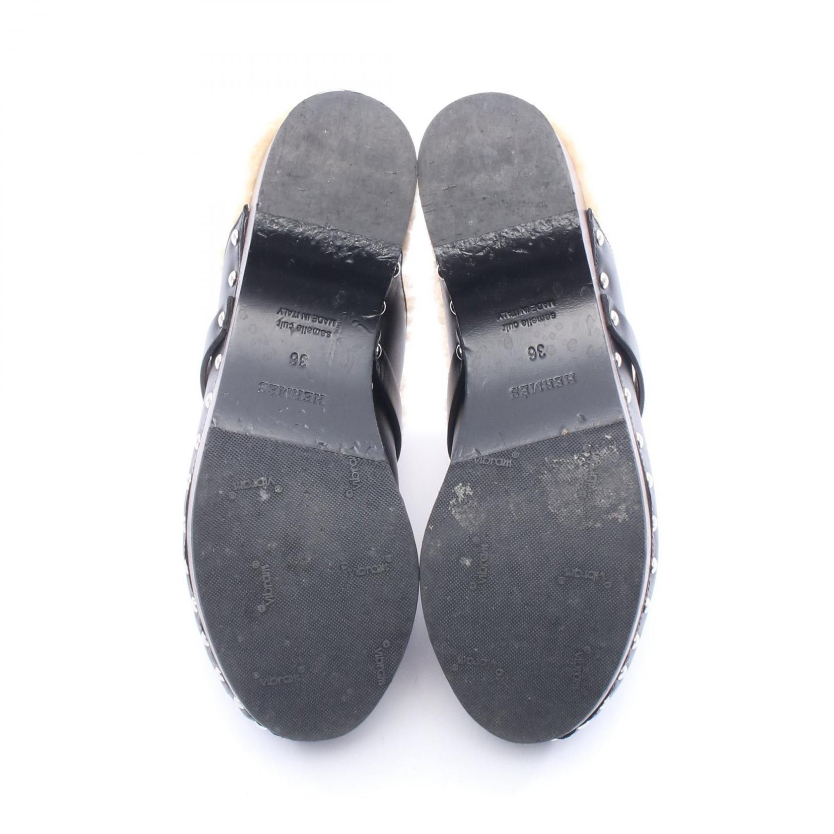 Hermes Hermes Hermes Carlotta Kelly Buckle Leather Mouton Clogs Leather Shoes DUTY FREE for USA Size ONE SIZE - 4 Thumbnail