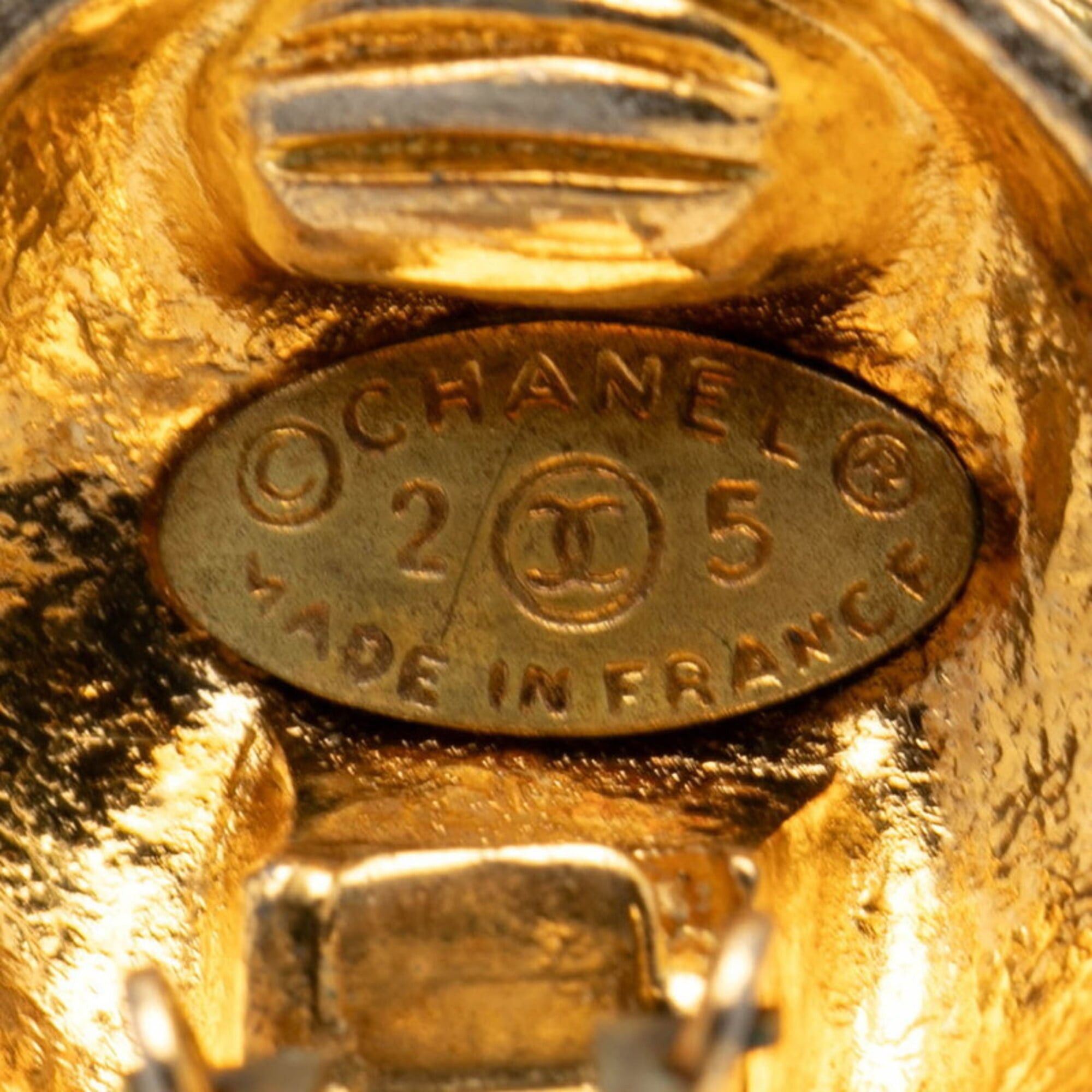Chanel Chanel Coco Mark Matelassé Round Earrings, 25 Stamp, Vintage Gold Plated, Women's CHANEL Size ONE SIZE - 3 Thumbnail