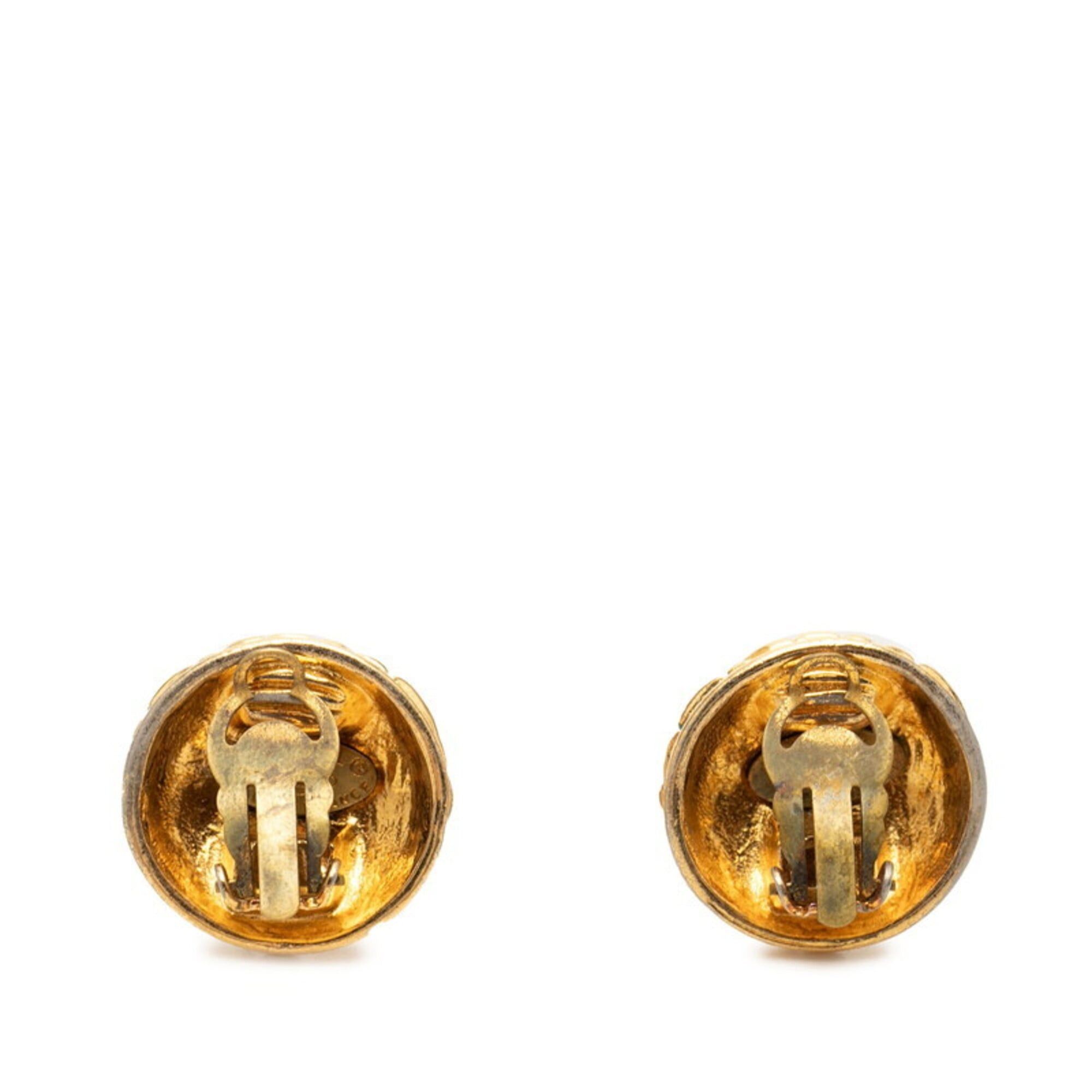 Chanel Chanel Coco Mark Matelassé Round Earrings, 25 Stamp, Vintage Gold Plated, Women's CHANEL Size ONE SIZE - 2 Thumbnail