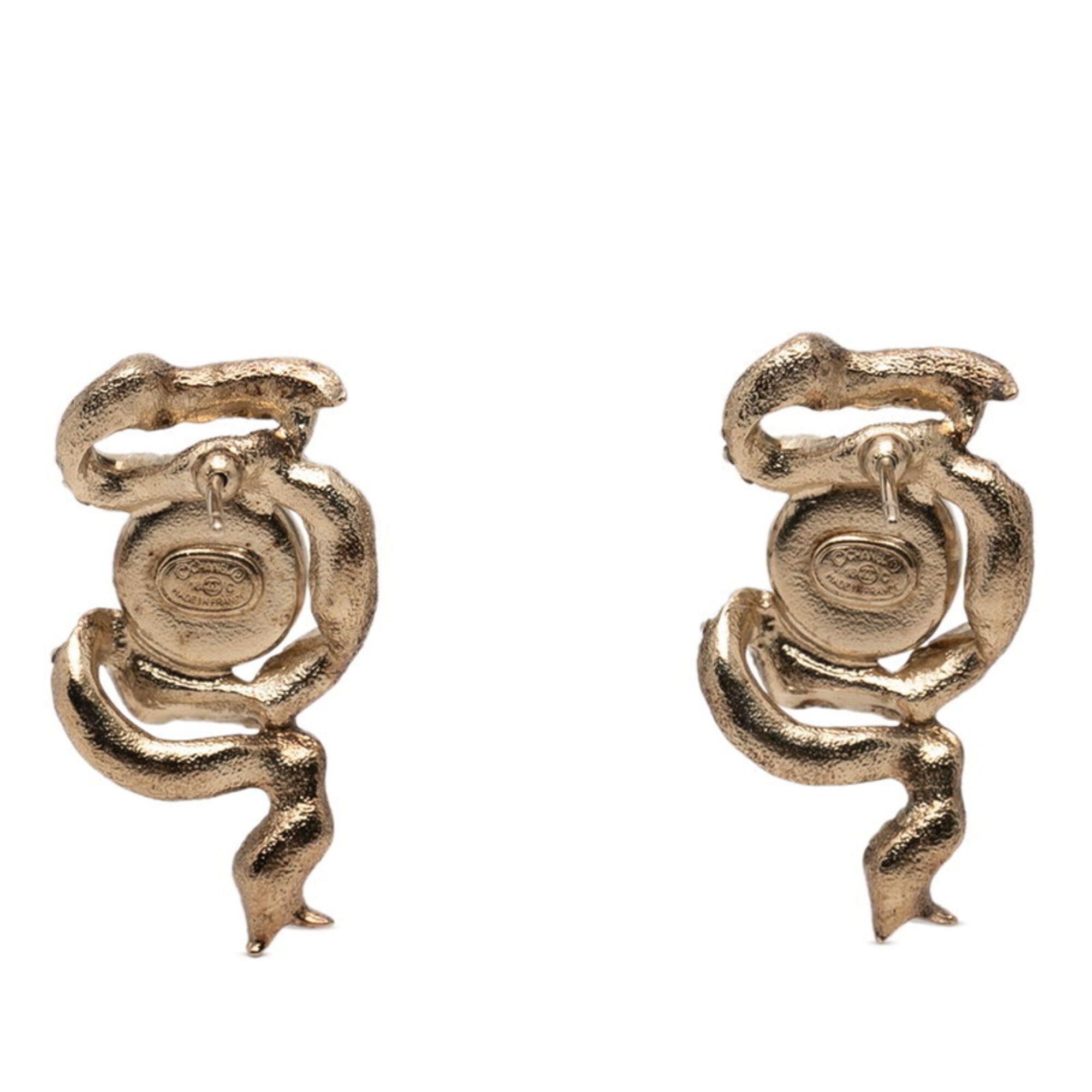 Chanel Chanel Coco Mark Pearl Ribbon Motif Earrings, 18C Gold Plated Rhinestones, Women's CHANEL Size ONE SIZE - 2 Thumbnail