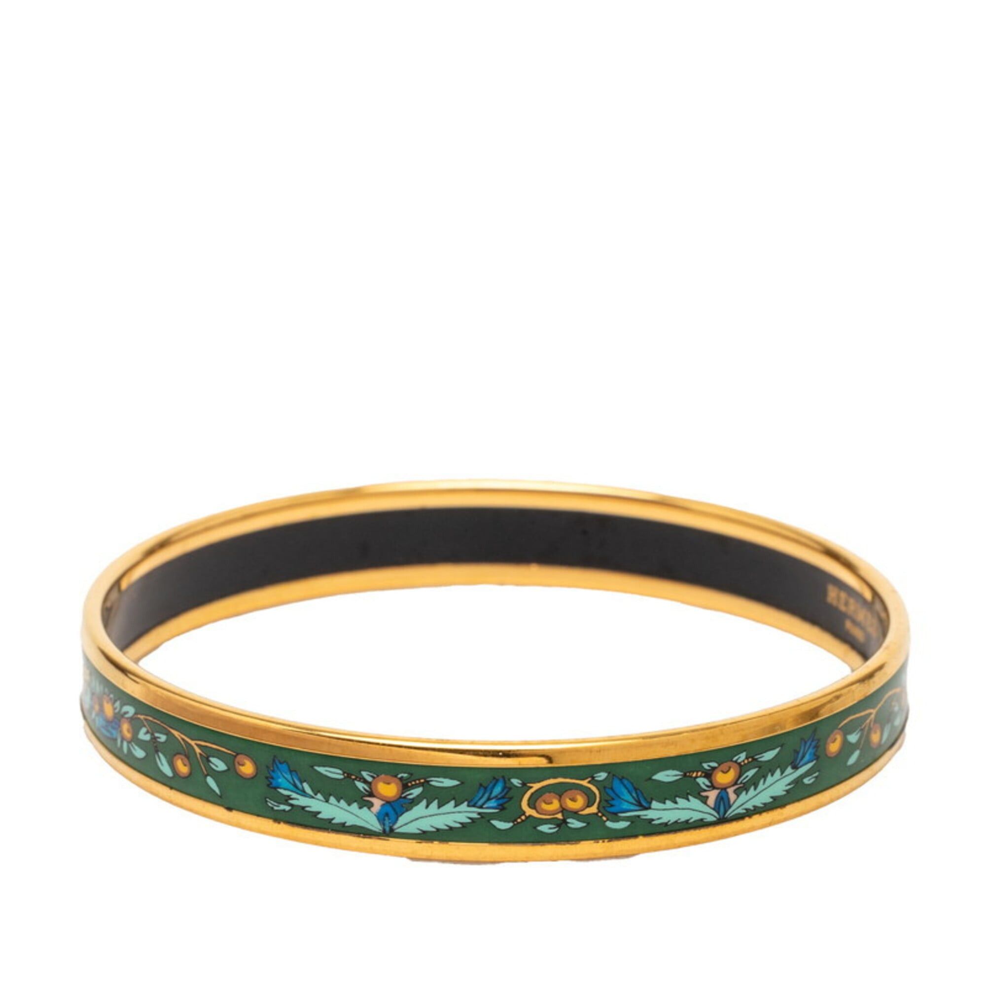 Hermes Hermes Enamel PM Cloisonné Bangle, Gold and Green Plated, Women's Size ONE SIZE - 2 Thumbnail