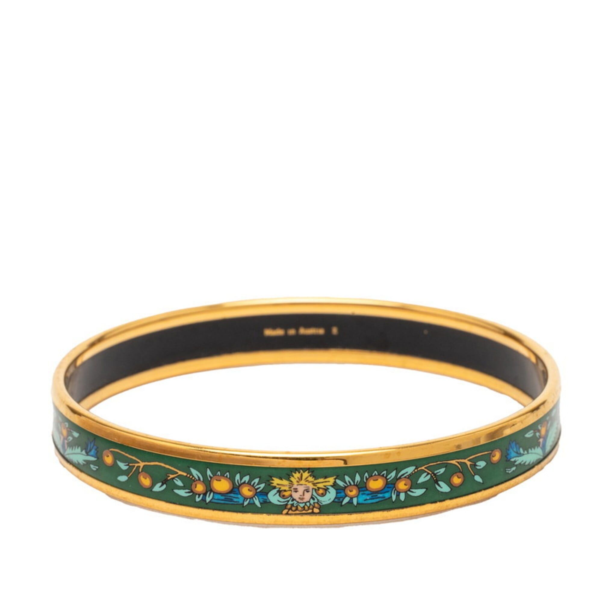 Hermes Hermes Enamel PM Cloisonné Bangle, Gold and Green Plated, Women's Size ONE SIZE - 3 Thumbnail