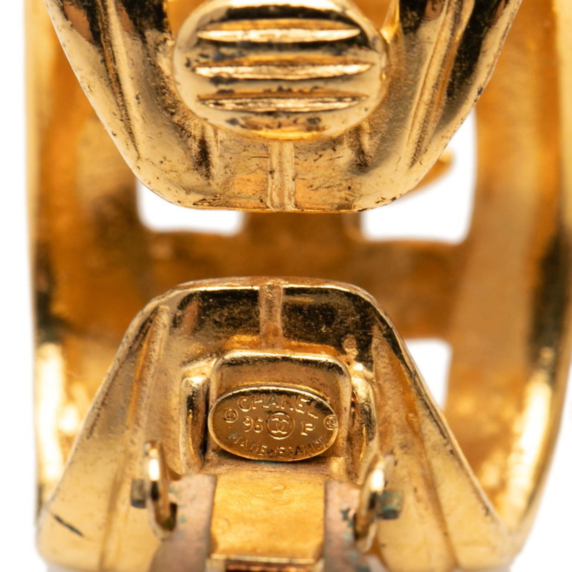 Chanel Chanel Coco Mark Earrings, 96P 96A Engraving, Vintage Gold Plated, Women's, CHANEL Size ONE SIZE - 3 Thumbnail