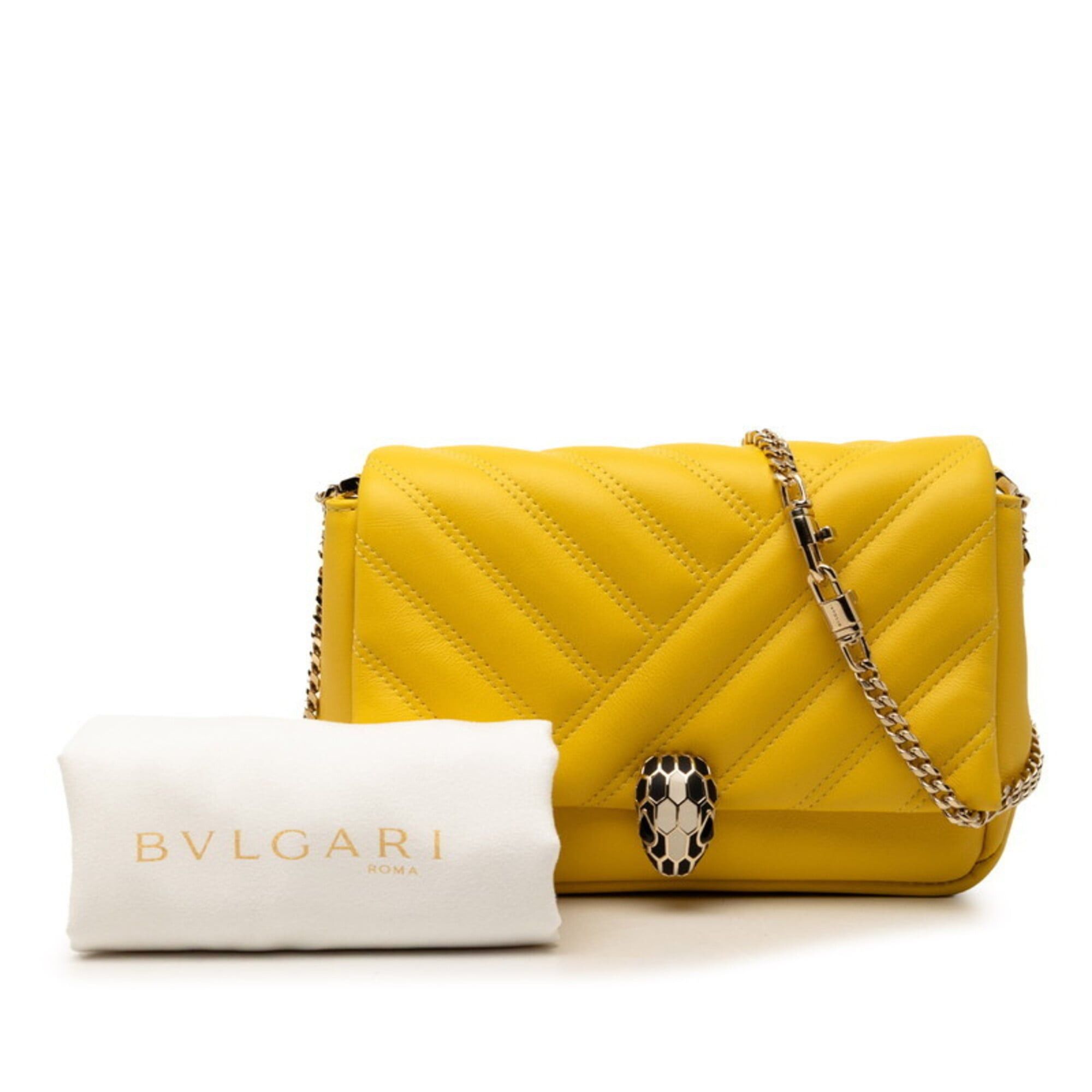 Bvlgari Bulgari Serpenti Cabochon Chain Shoulder Bag, Yellow Leather, Women's BVLGARI Size ONE SIZE - 6 Thumbnail
