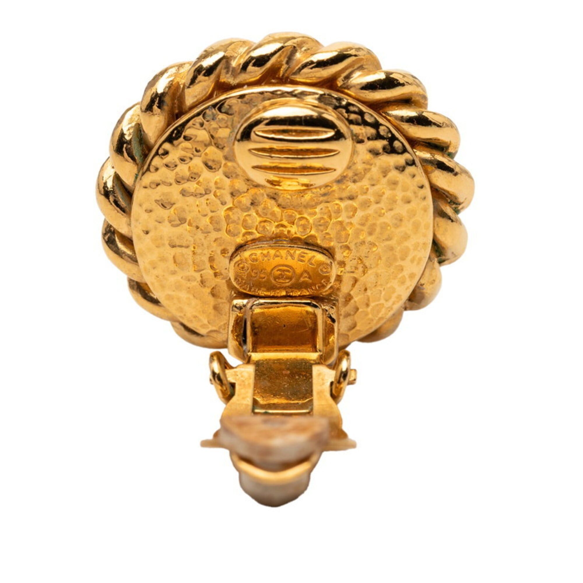 Chanel Chanel Coco Mark Vintage Earrings 95A Gold Plated Faux Pearl Women's CHANEL Size ONE SIZE - 3 Thumbnail