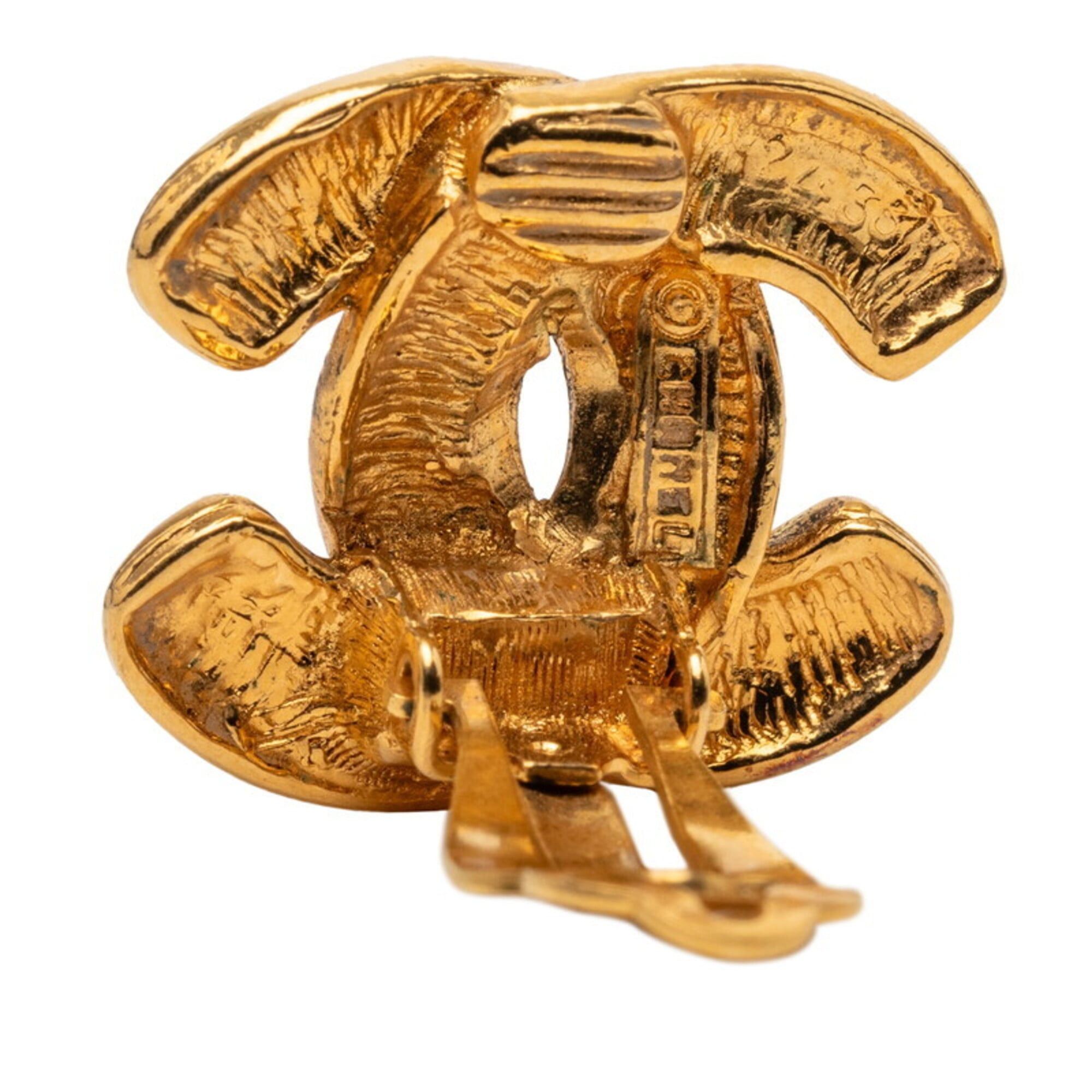 Chanel Chanel Matelassé Coco Mark Earrings, Gold Plated, Women's CHANEL Size ONE SIZE - 3 Thumbnail
