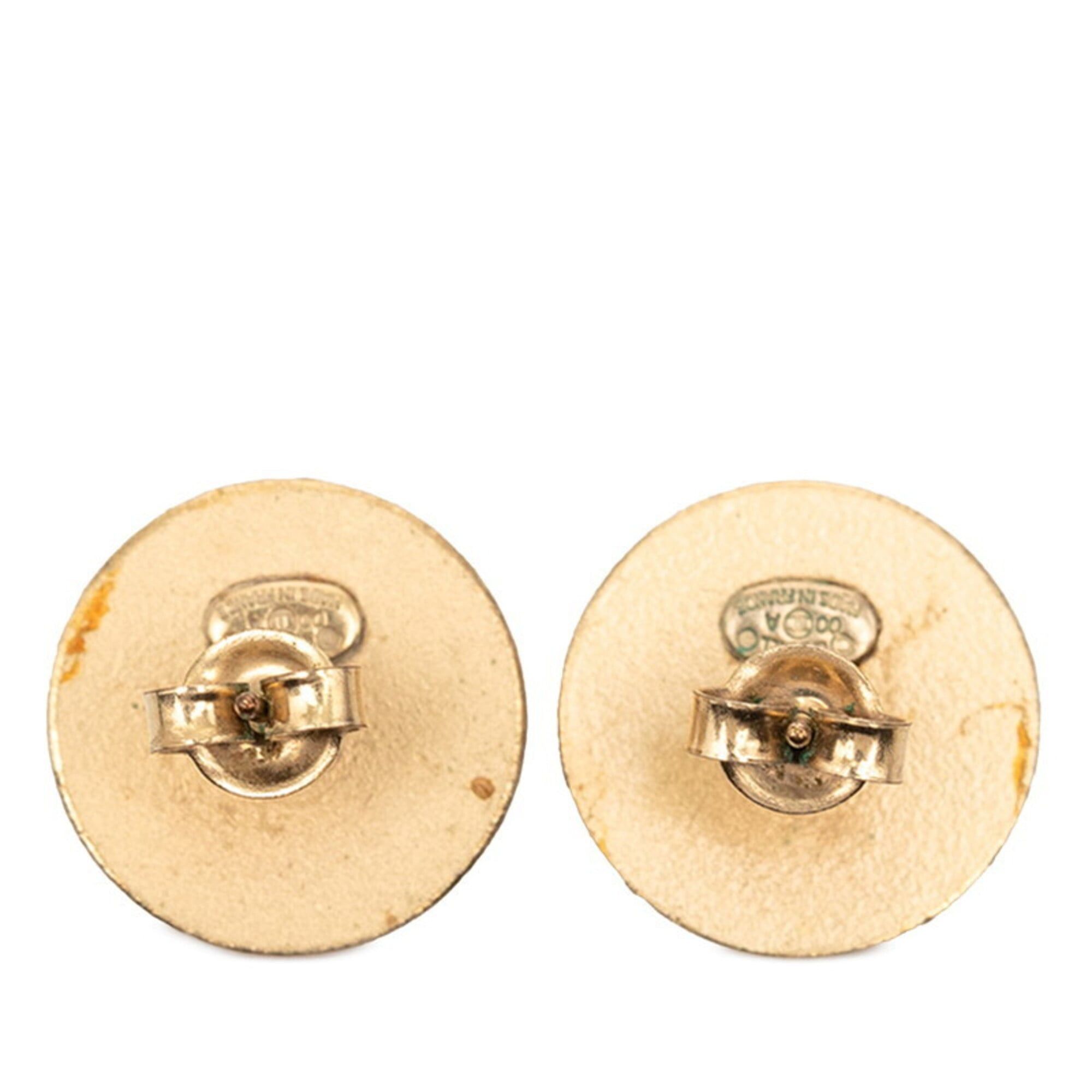 Chanel Chanel Coco Mark Stud Earrings 00A Gold Red Plated with Colored Stones for Women CHANEL Size ONE SIZE - 2 Thumbnail