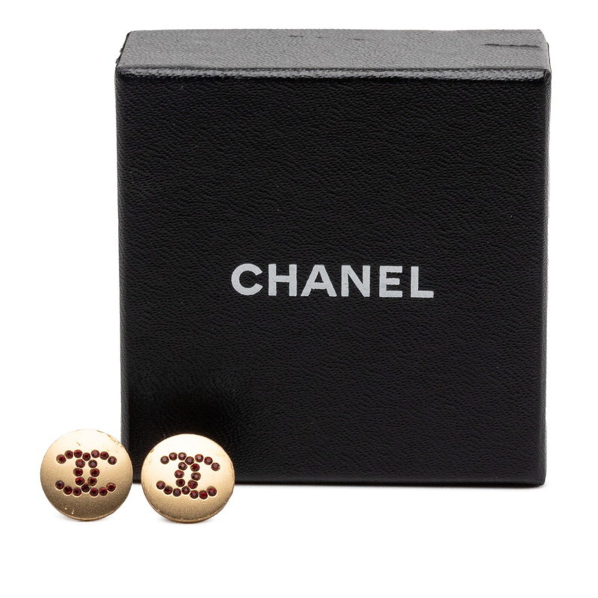 Chanel Chanel Coco Mark Stud Earrings 00A Gold Red Plated with Colored Stones for Women CHANEL Size ONE SIZE - 4 Thumbnail