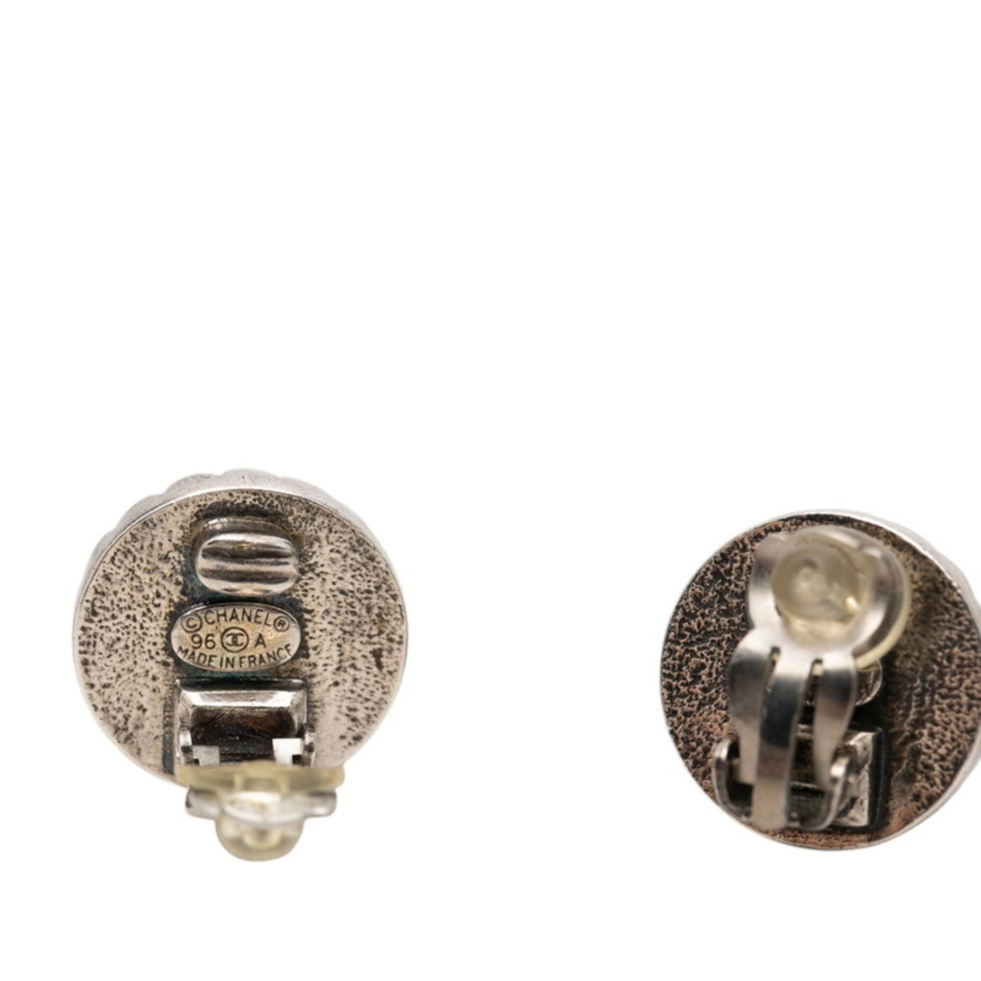 Chanel Chanel Coco Mark Vintage Earrings 96A Silver Black Metal Women's CHANEL Size ONE SIZE - 3 Thumbnail
