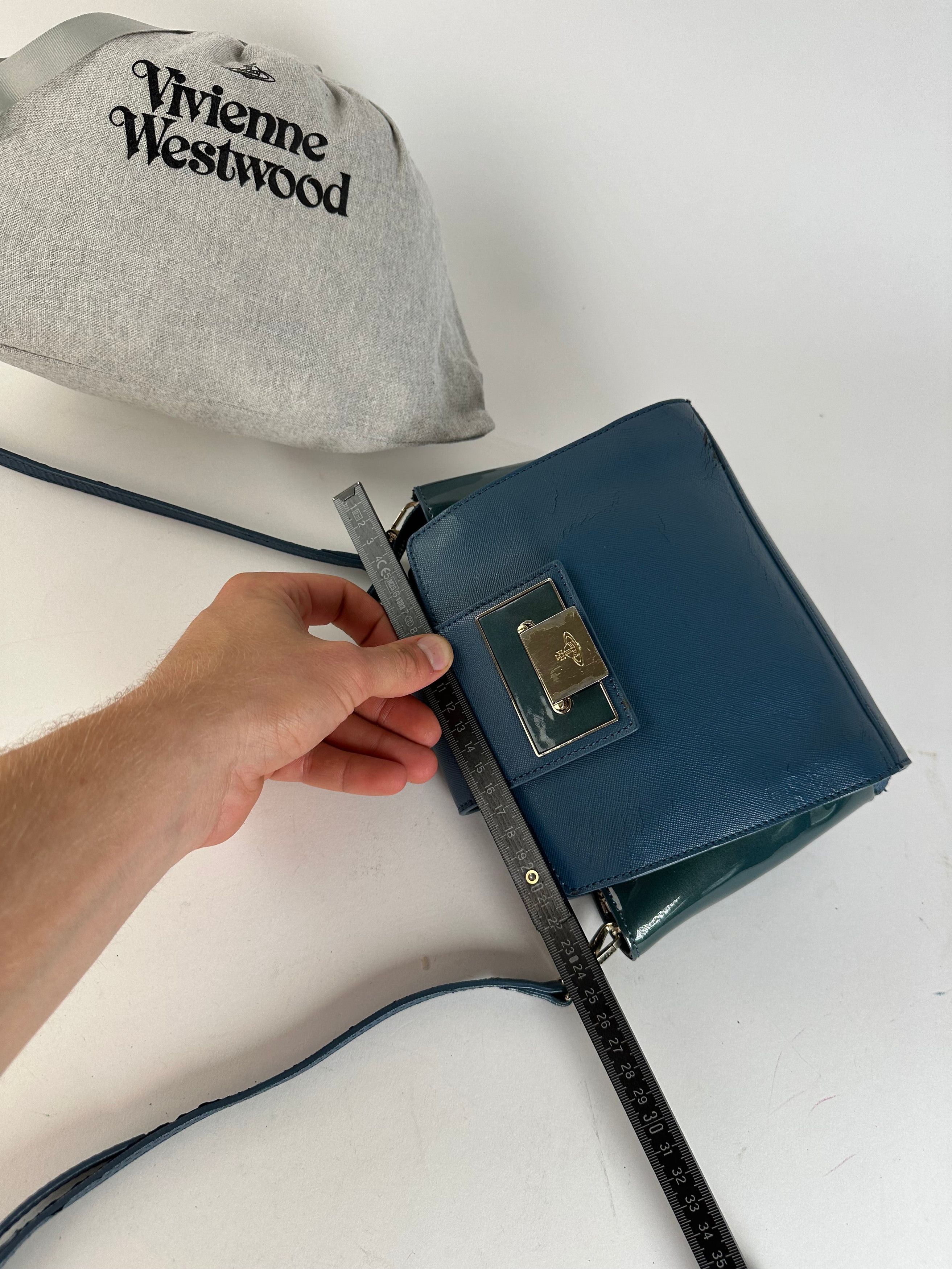 Vivienne Westwood Opio Saffiano Crossbody Bag Teal Blue Size ONE SIZE - 10 Thumbnail