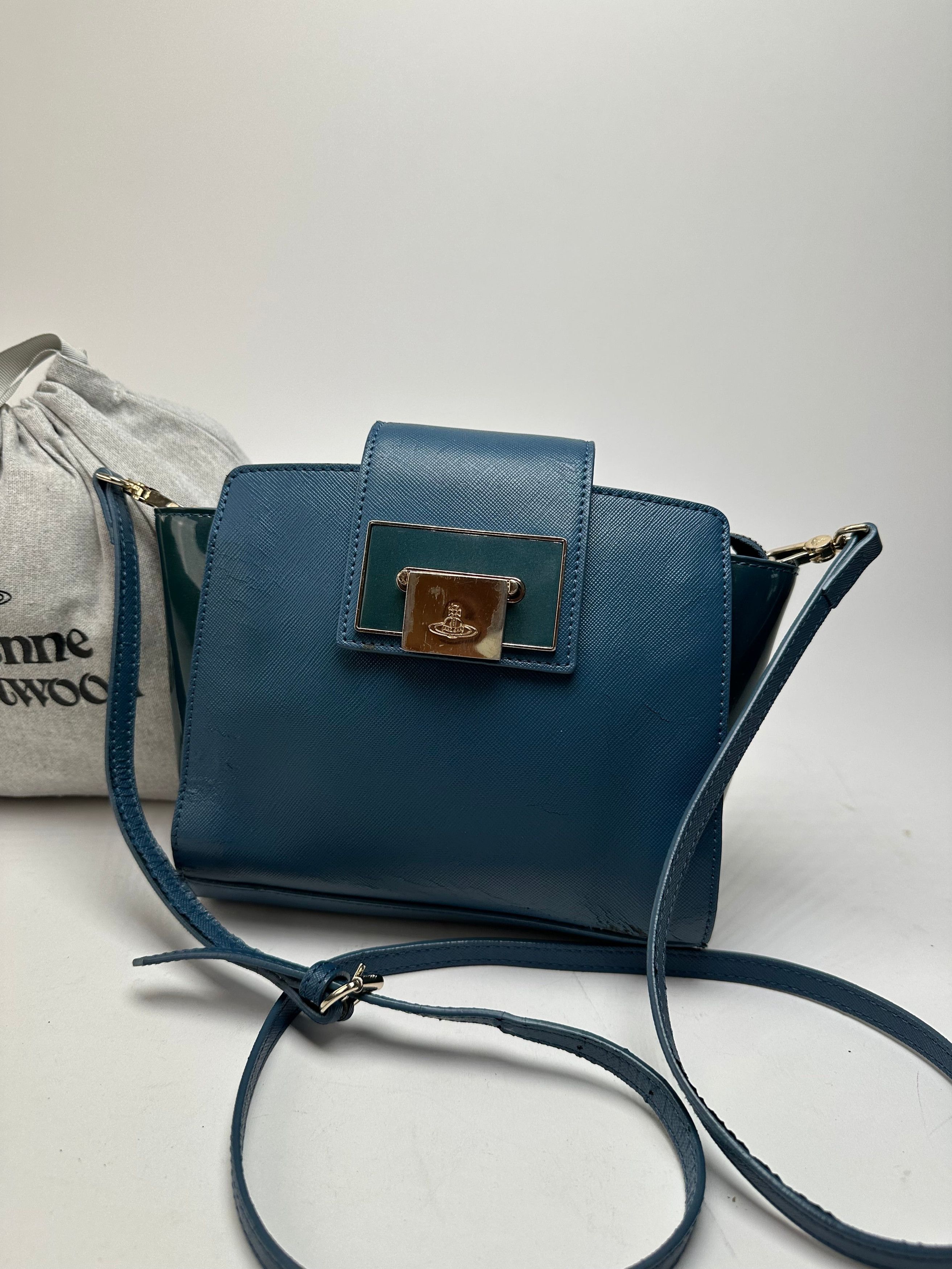 Vivienne Westwood Opio Saffiano Crossbody Bag Teal Blue Size ONE SIZE - 13 Thumbnail