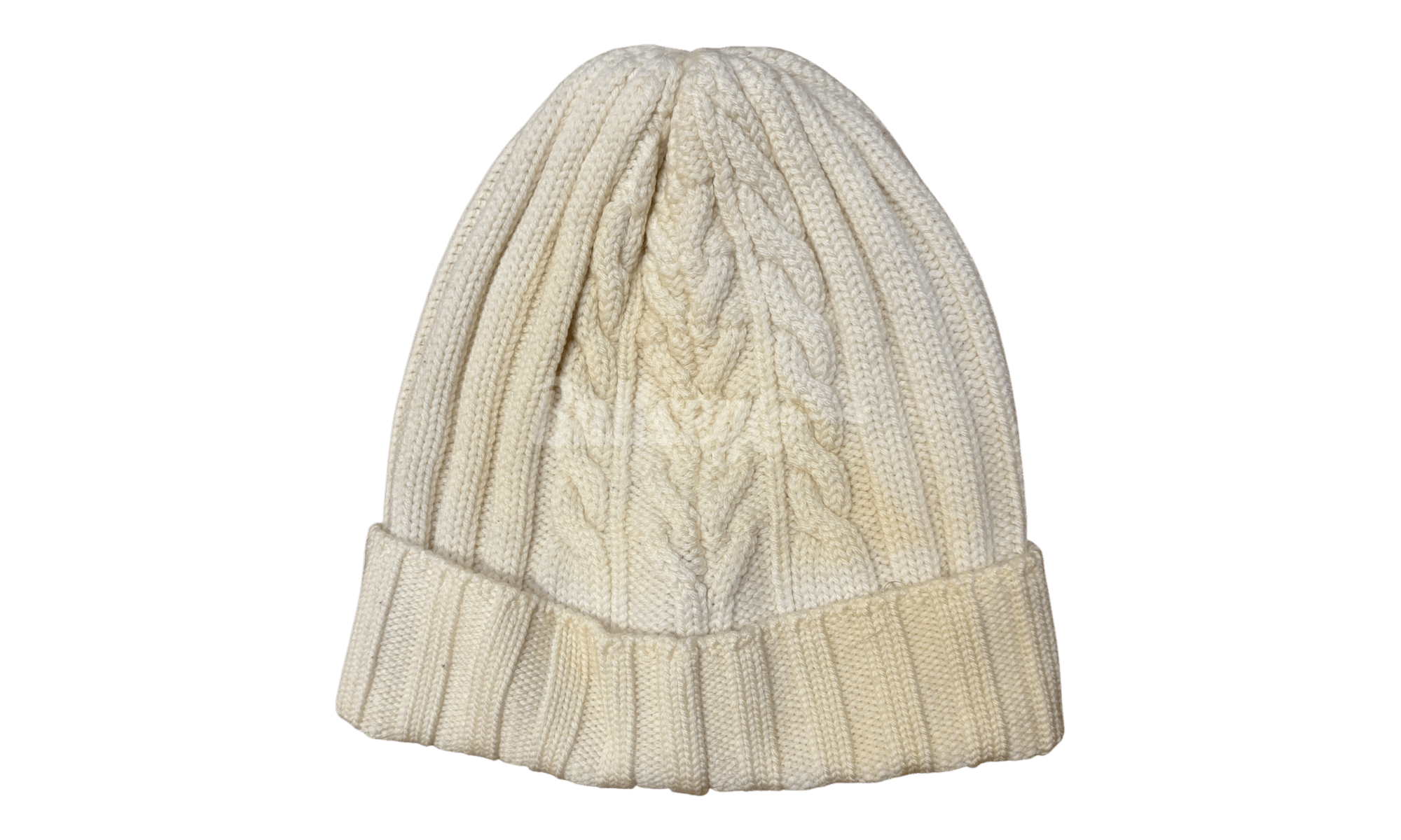 Moncler Cable-Knit Logo White Beanie (PreOwned) Size ONE SIZE - 2 Thumbnail