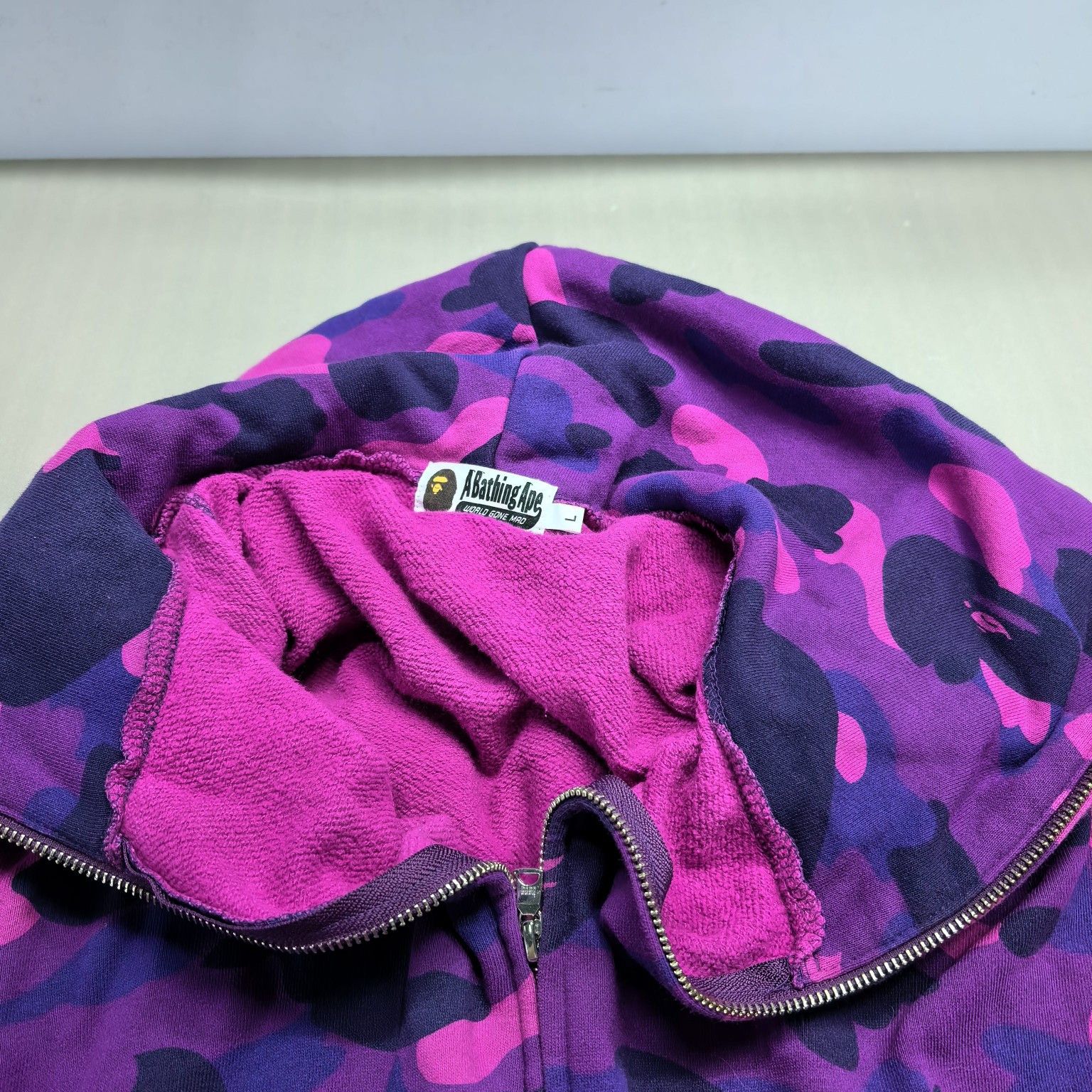 Bape A BATHING APE Purple Camo Shark Hoodie Size L Size US L / EU 52-54 / 3 - 6 Thumbnail