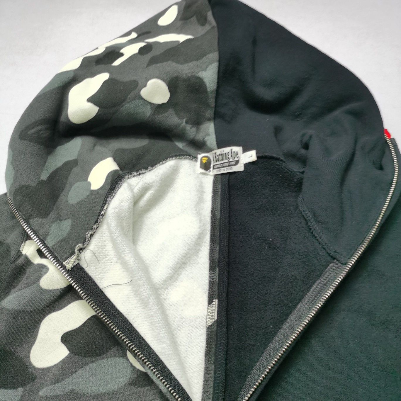 Bape A Bathing Ape Split Camo Full Zip Hoodie Size L Size US L / EU 52-54 / 3 - 15 Thumbnail