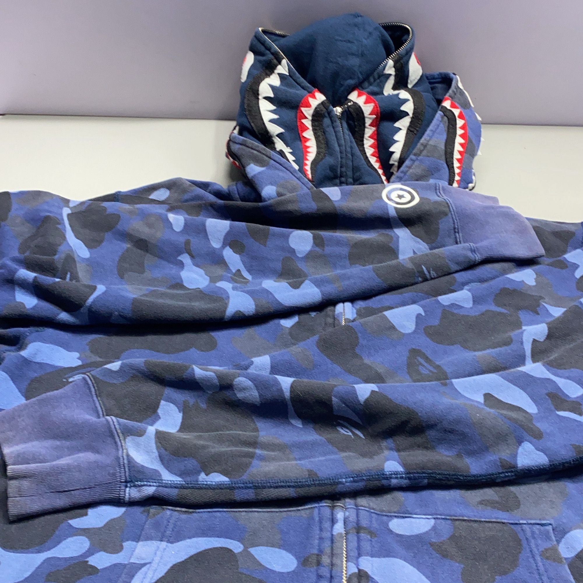 Bape A Bathing Ape Blue Camo Shark Full-Zip Hoodie Size XXL Size US XXL / EU 58 / 5 - 18 Thumbnail