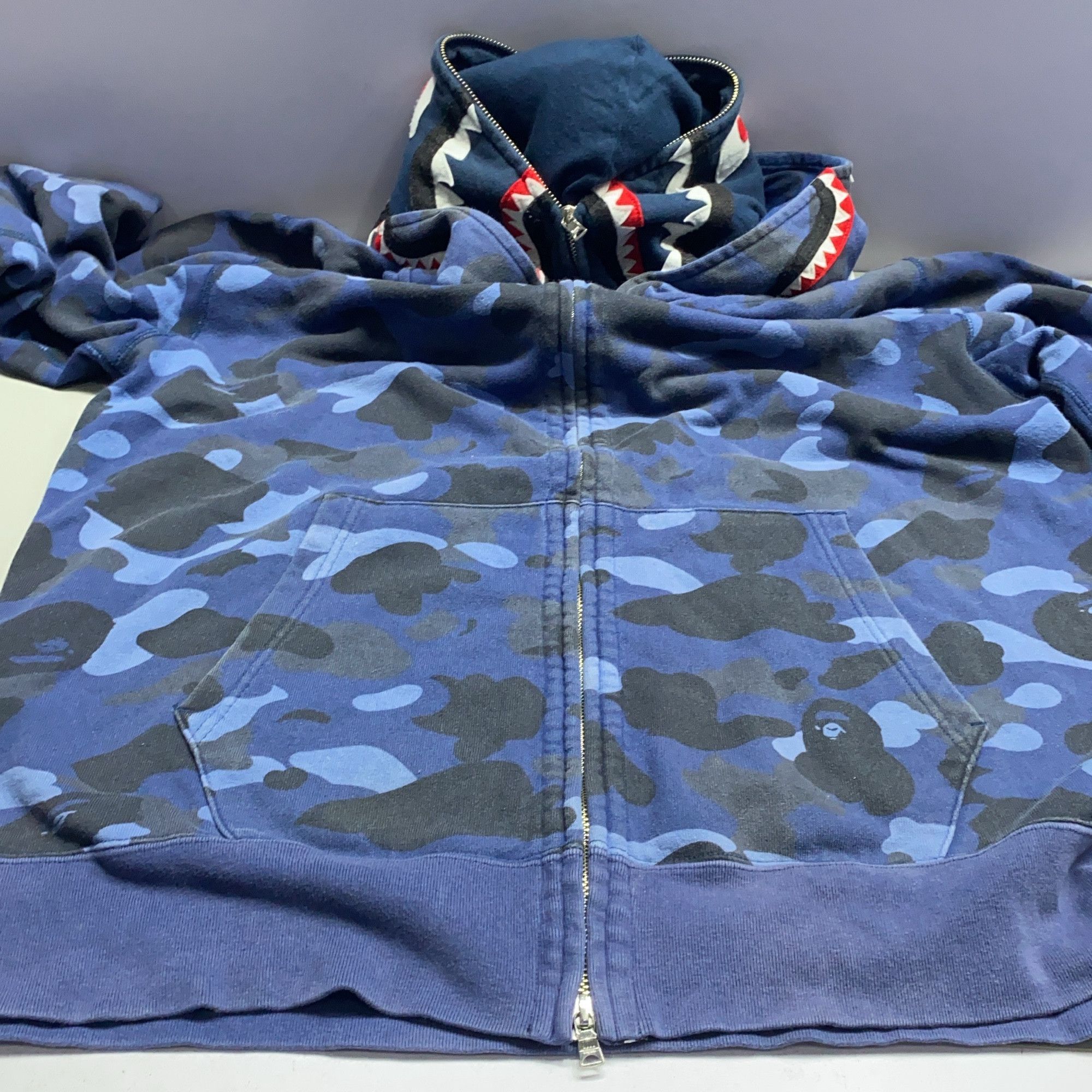 Bape A Bathing Ape Blue Camo Shark Full-Zip Hoodie Size XXL Size US XXL / EU 58 / 5 - 20 Thumbnail