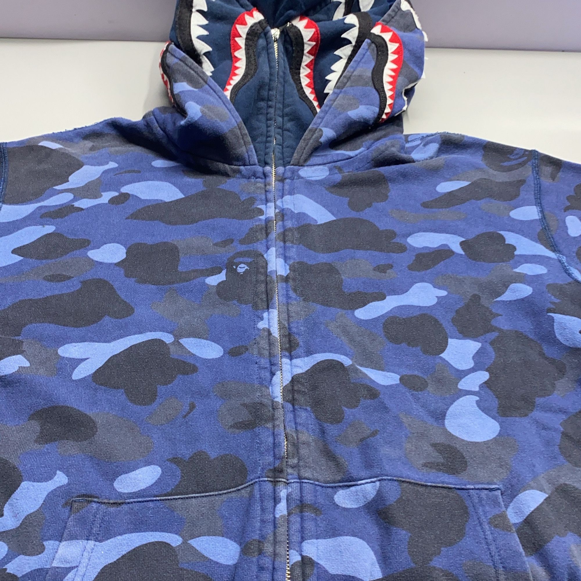 Bape A Bathing Ape Blue Camo Shark Full-Zip Hoodie Size XXL Size US XXL / EU 58 / 5 - 17 Thumbnail