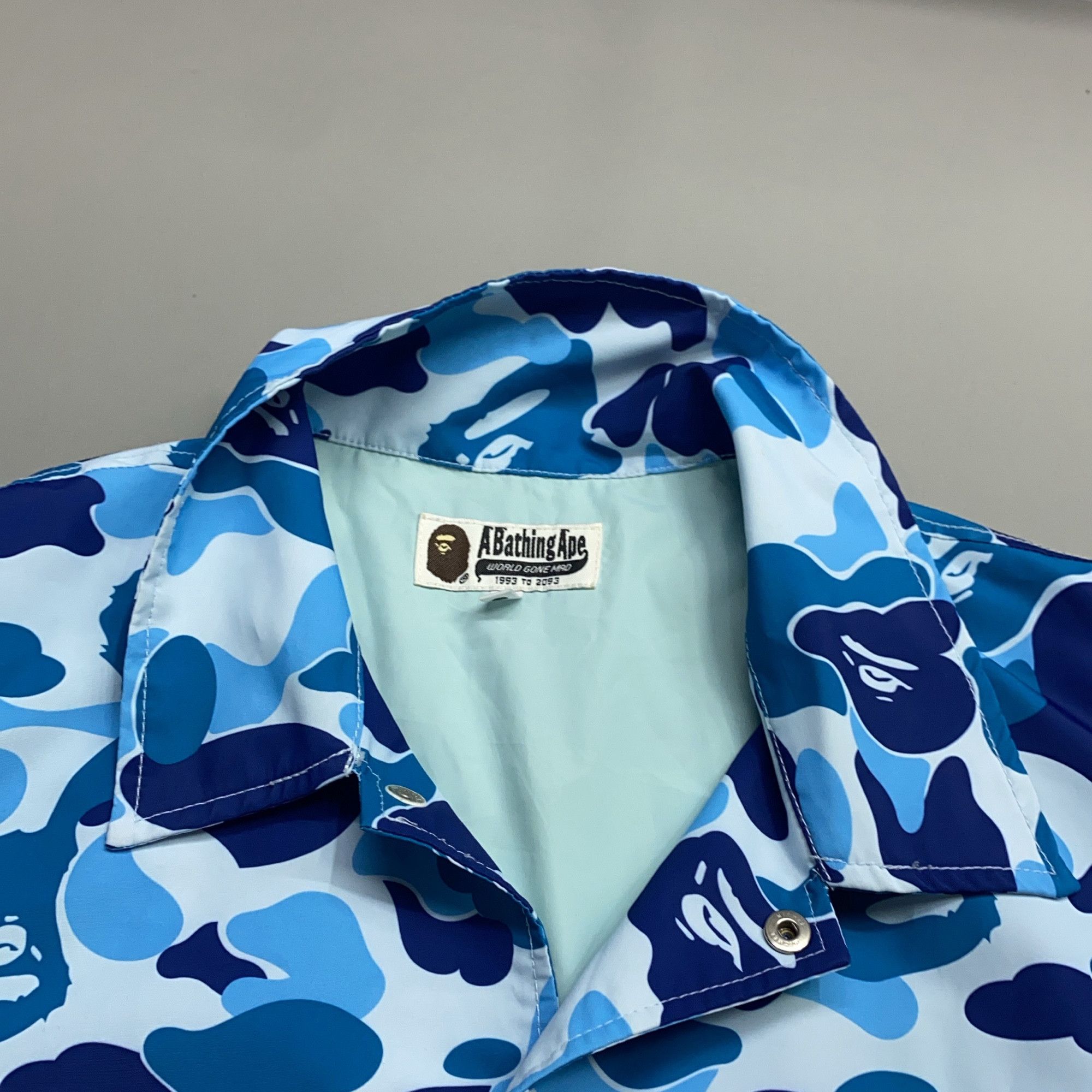 Bape A BATHING APE Blue Camo Coach Jacket Size L Size US L / EU 52-54 / 3 - 8 Thumbnail