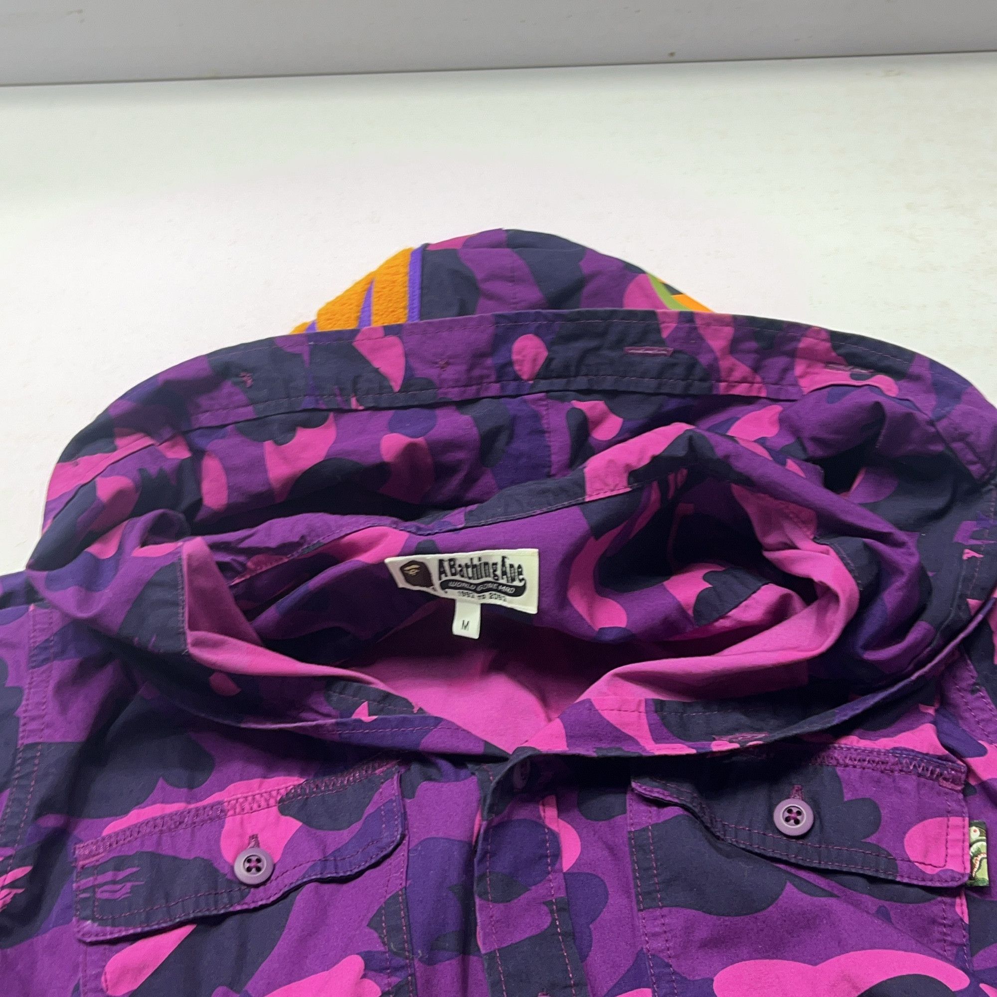 Bape A BATHING APE Purple Camo Shark Hooded Shirt Size M Size US M / EU 48-50 / 2 - 6 Thumbnail