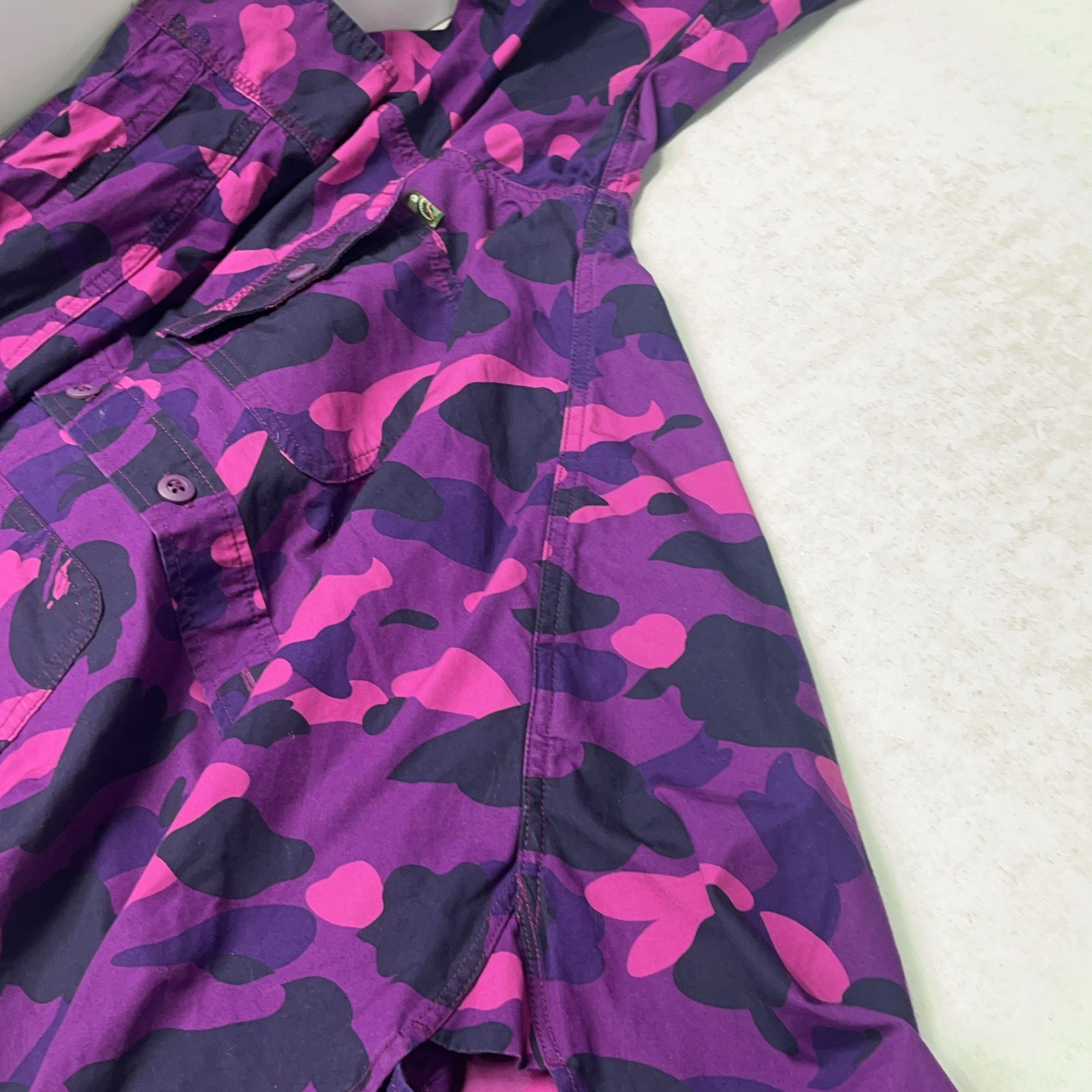 Bape A BATHING APE Purple Camo Shark Hooded Shirt Size M Size US M / EU 48-50 / 2 - 11 Thumbnail