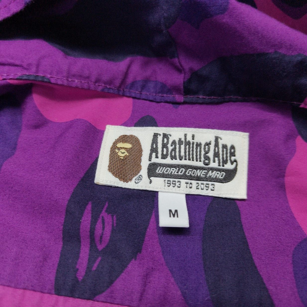Bape A BATHING APE Purple Camo Shark Hooded Shirt Size M Size US M / EU 48-50 / 2 - 3 Thumbnail