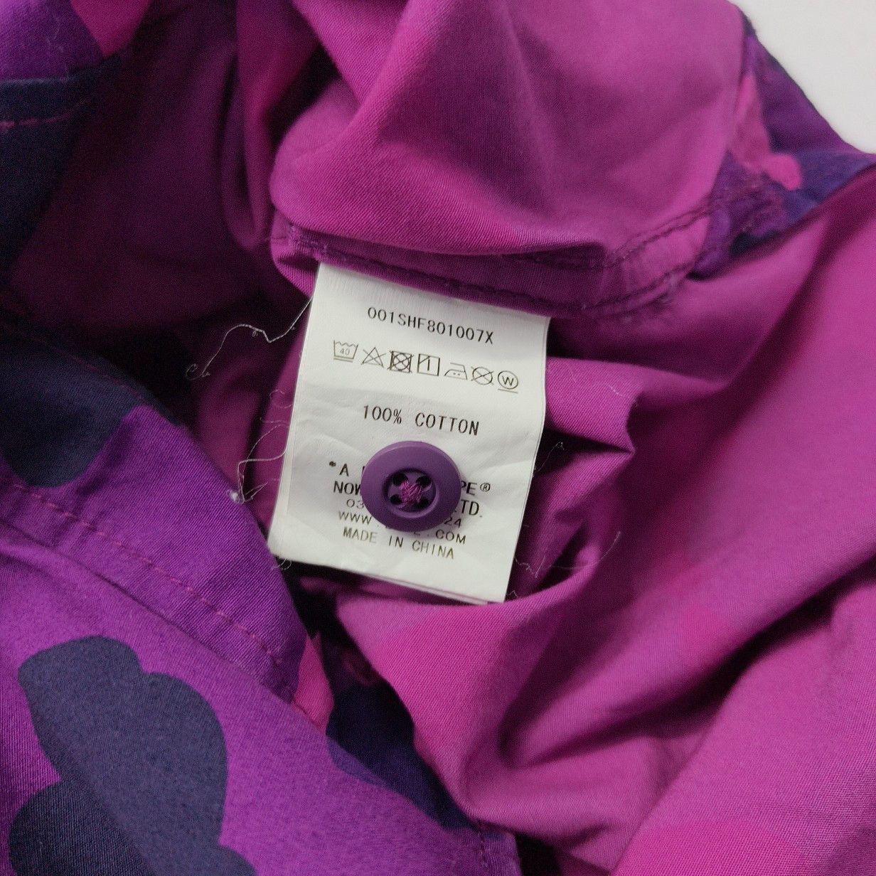 Bape A BATHING APE Purple Camo Shark Hooded Shirt Size M Size US M / EU 48-50 / 2 - 4 Thumbnail