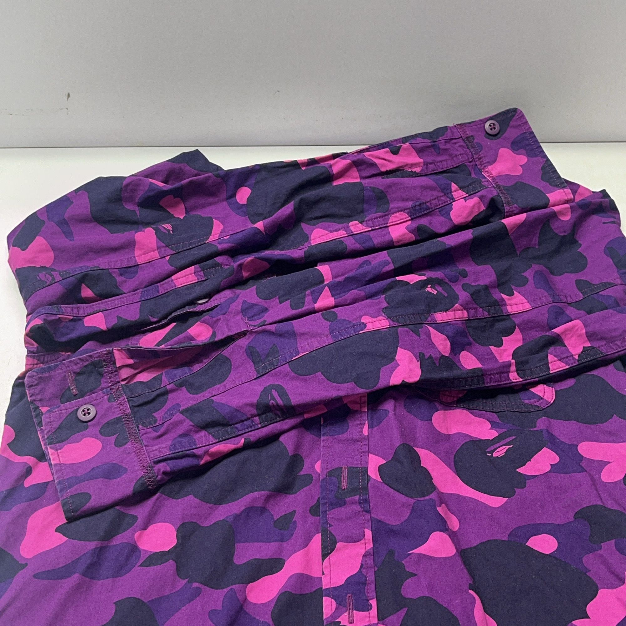 Bape A BATHING APE Purple Camo Shark Hooded Shirt Size M Size US M / EU 48-50 / 2 - 10 Thumbnail