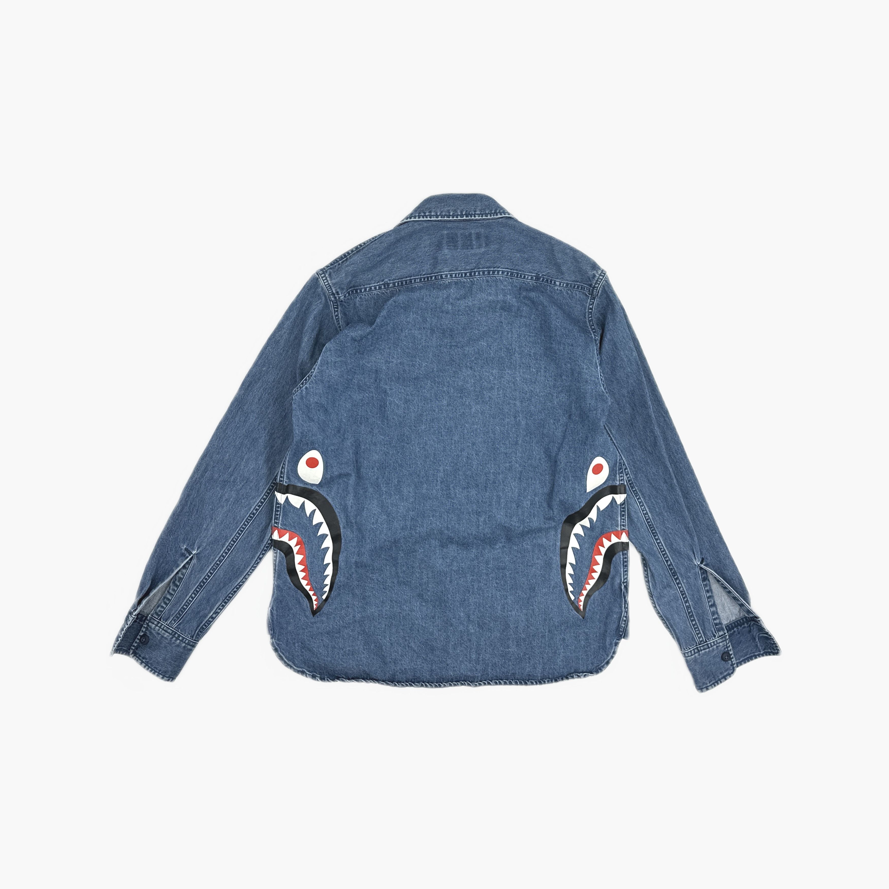 Bape A Bathing Ape Shark Denim Shirt Size M Size US M / EU 48-50 / 2 - 2 Thumbnail