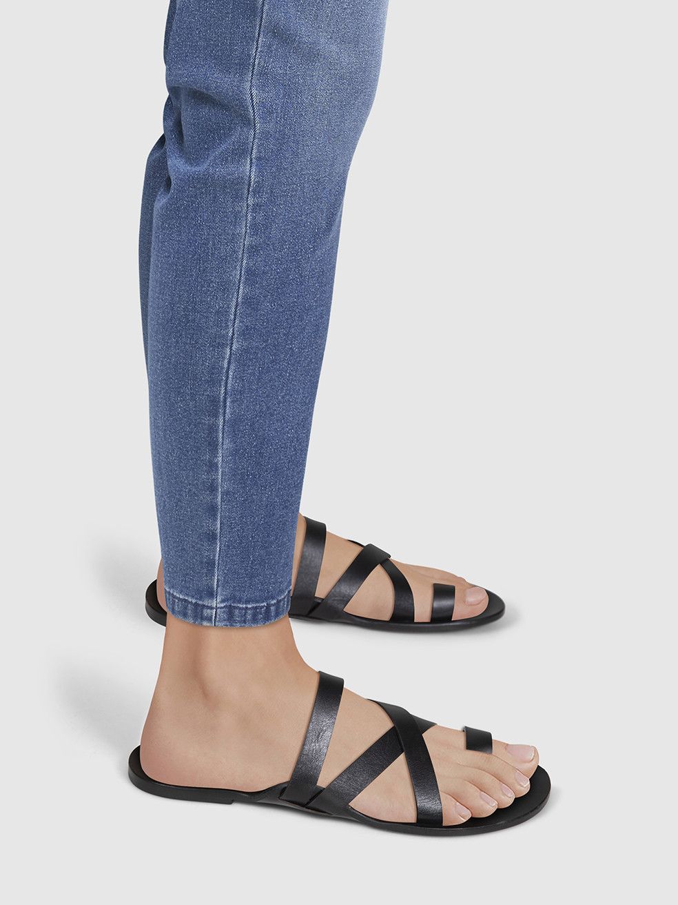 The Row Black Leather Cross Strap Kris Sandals Size US 8.5 / IT 38.5 - 2 Thumbnail
