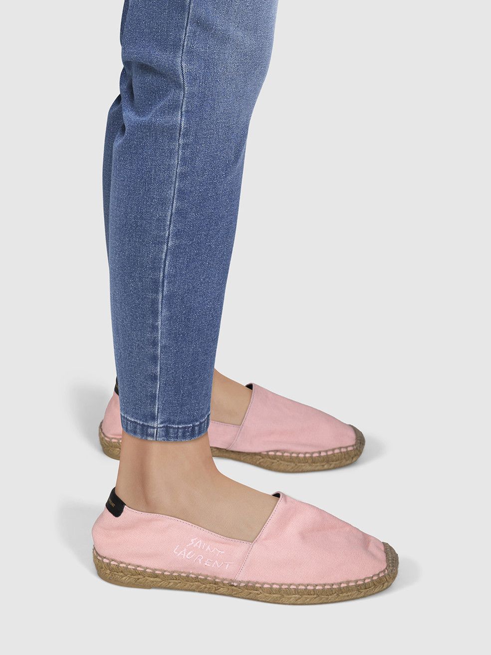 Saint Laurent Paris Pink Canvas Embroidered Espadrilles Size US 8.5 / IT 38.5 - 2 Thumbnail