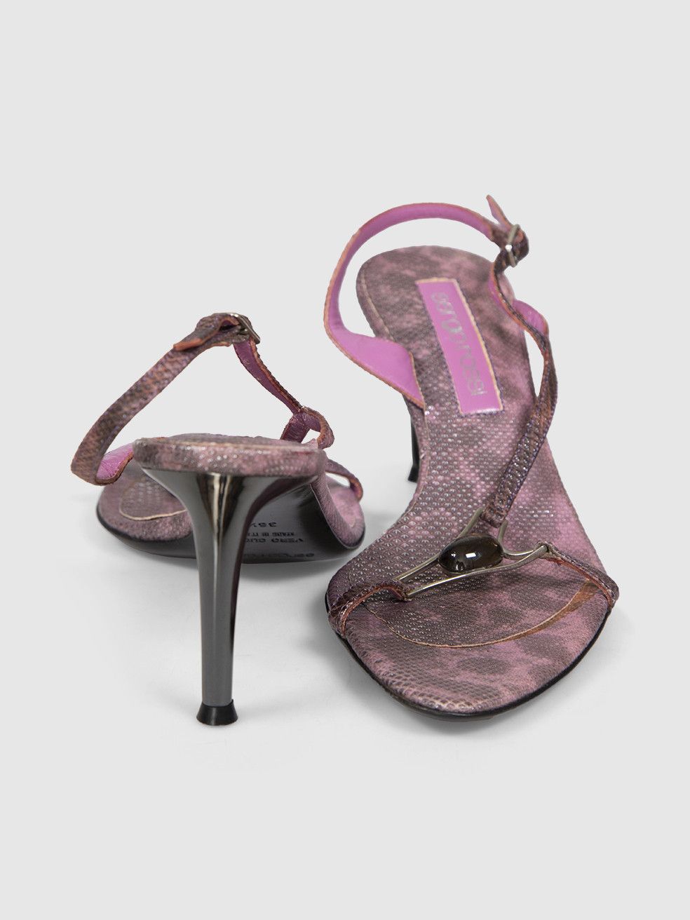 Sergio Rossi Purple Leather Snake Embossed Sandals Size US 6.5 / IT 36.5 - 3 Thumbnail